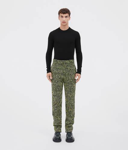 slim leg mouliné herringbone wool trousers