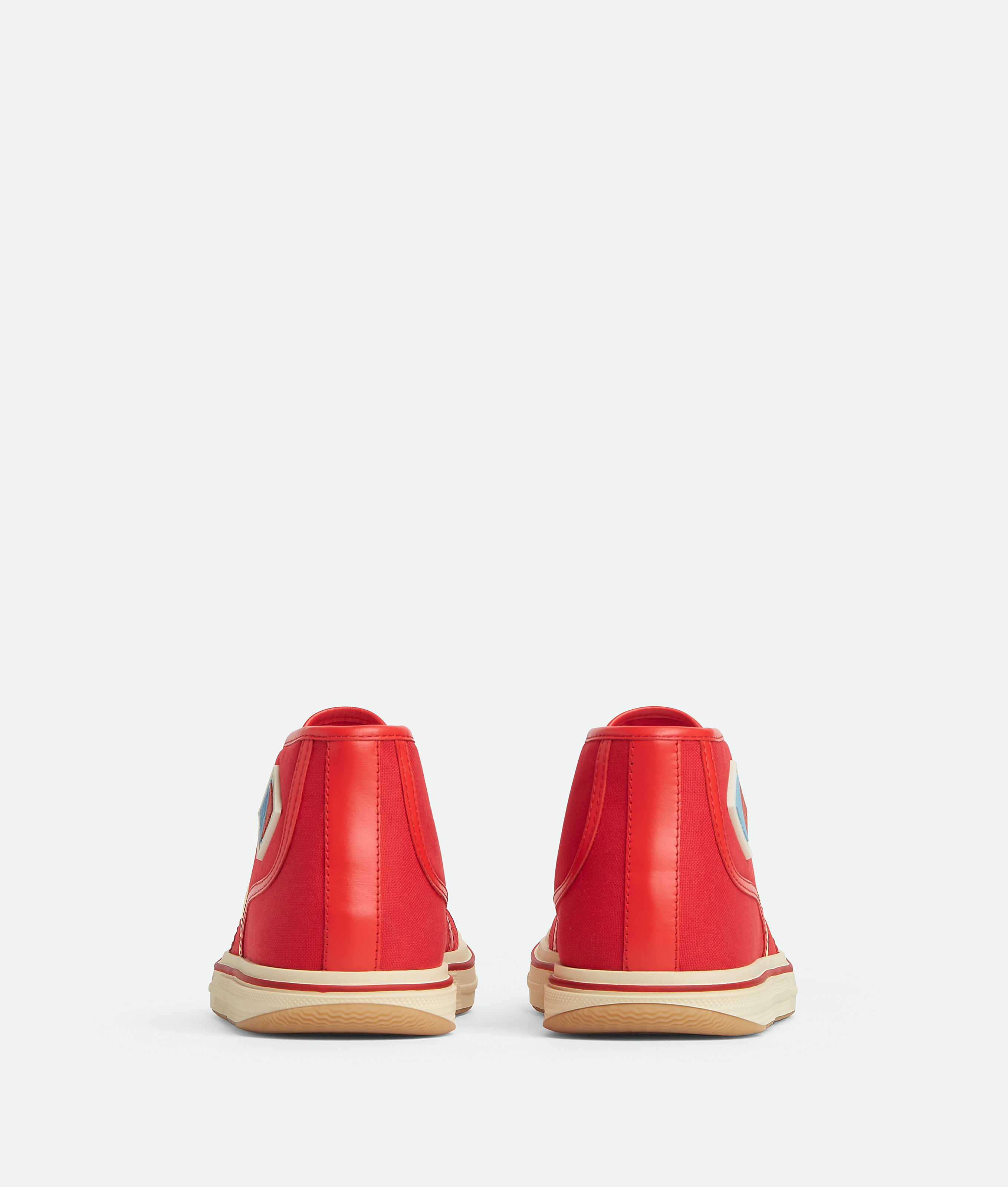 Bottega Veneta Canvas Leather-trim Eliot Sneakers In Scarlet/tomato