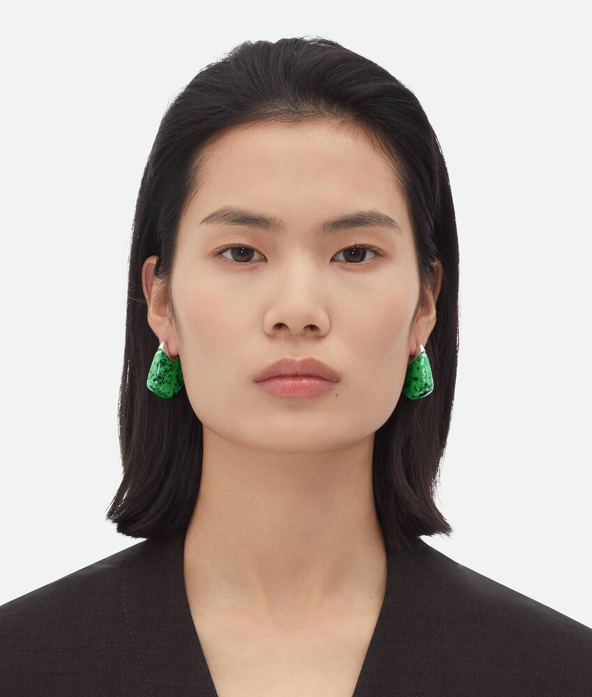 Bottega Veneta® Women's Small Fin Ceramic Earrings in Apple green 