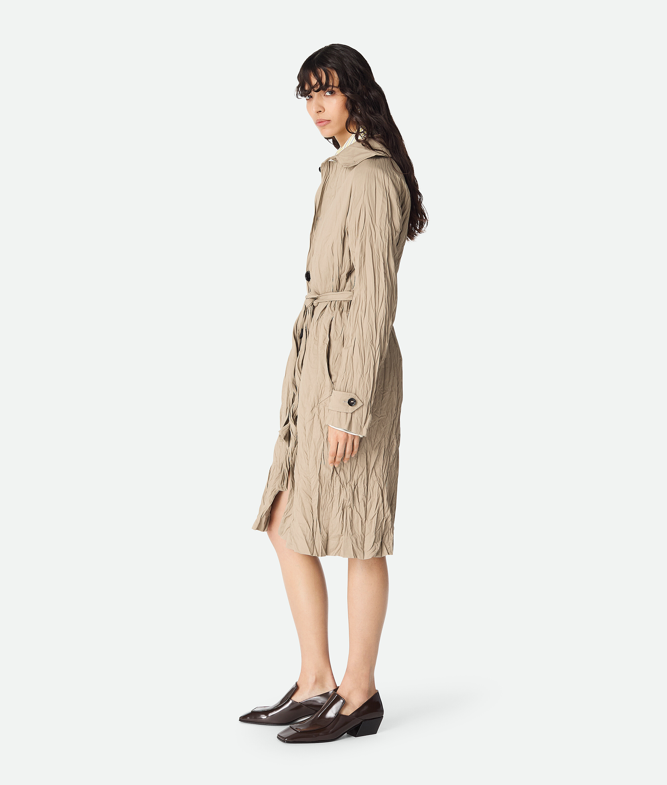 Bottega Veneta Crushed Cotton Coat In Sandshell