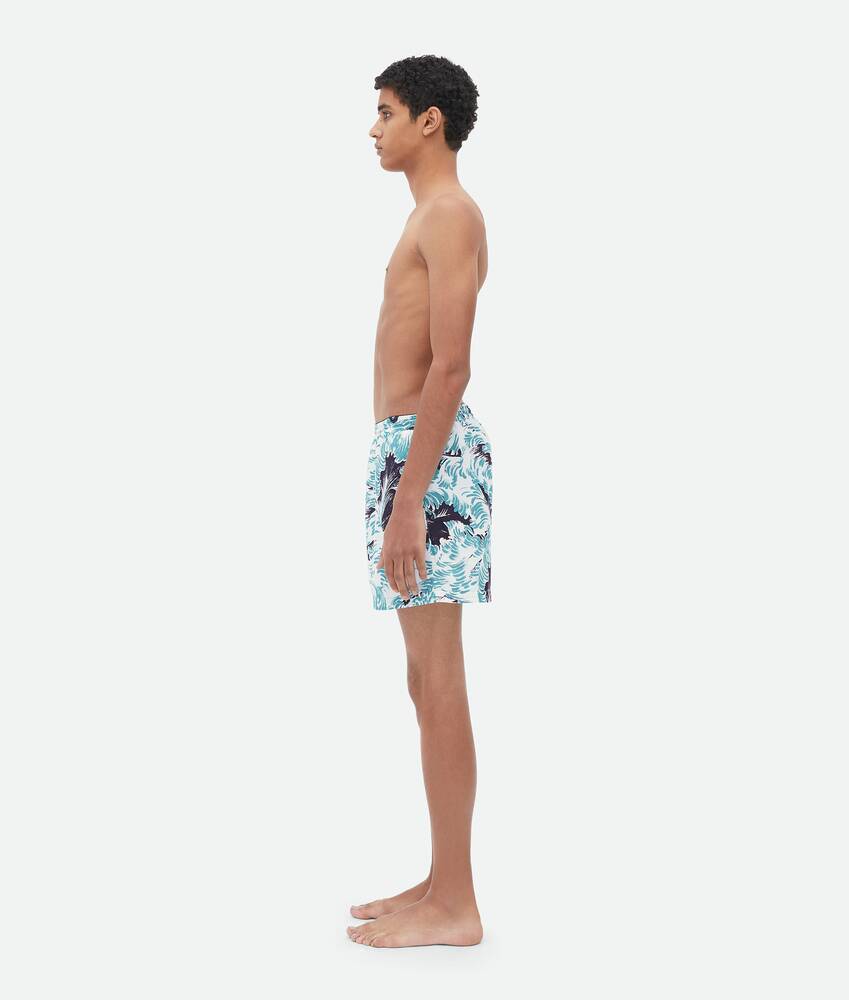 Bottega Veneta® Men's Printed Nylon Swim Shorts in Black