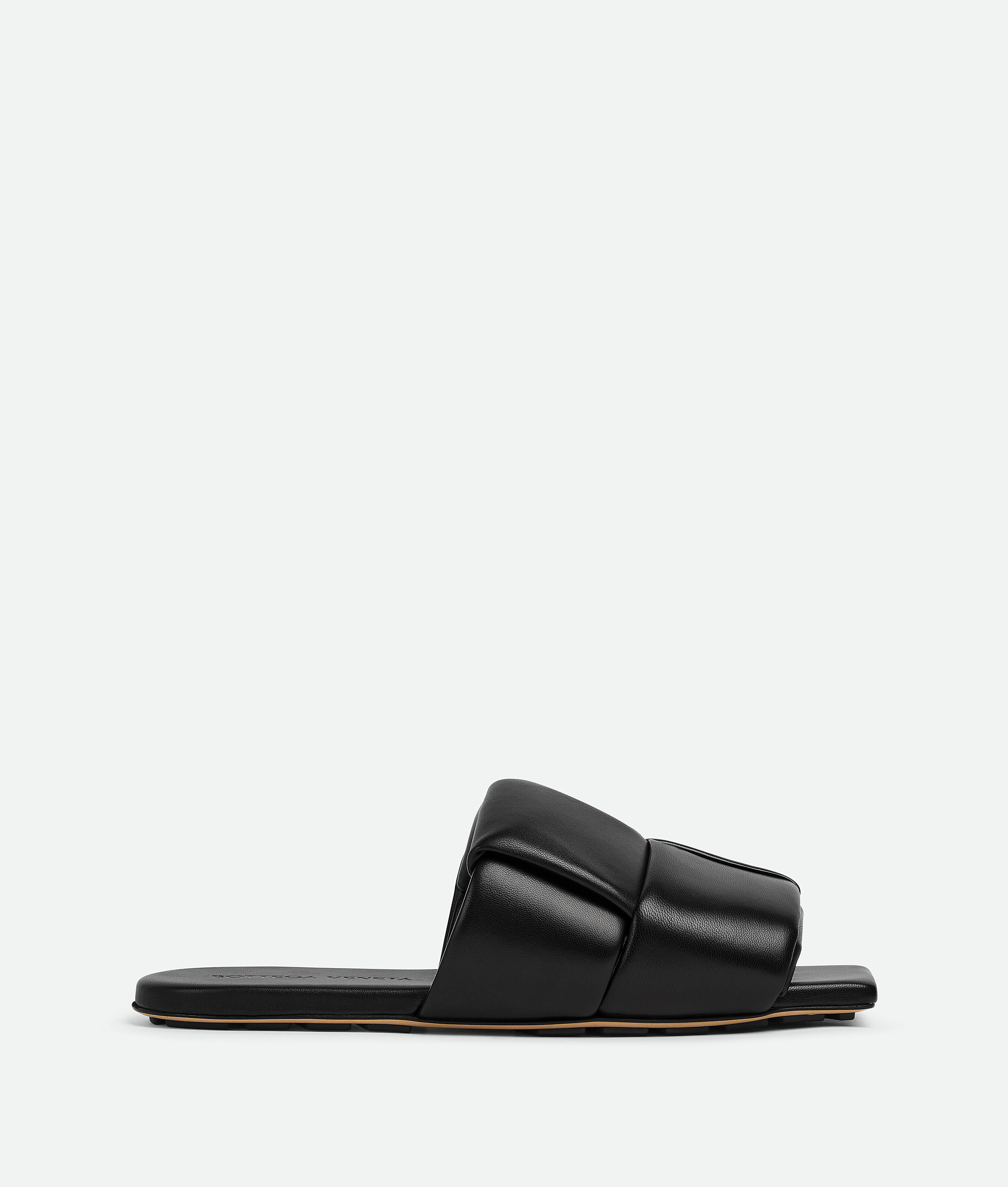 Bottega Veneta Patch Flat Mules In Padded Intreccio Leather In Black