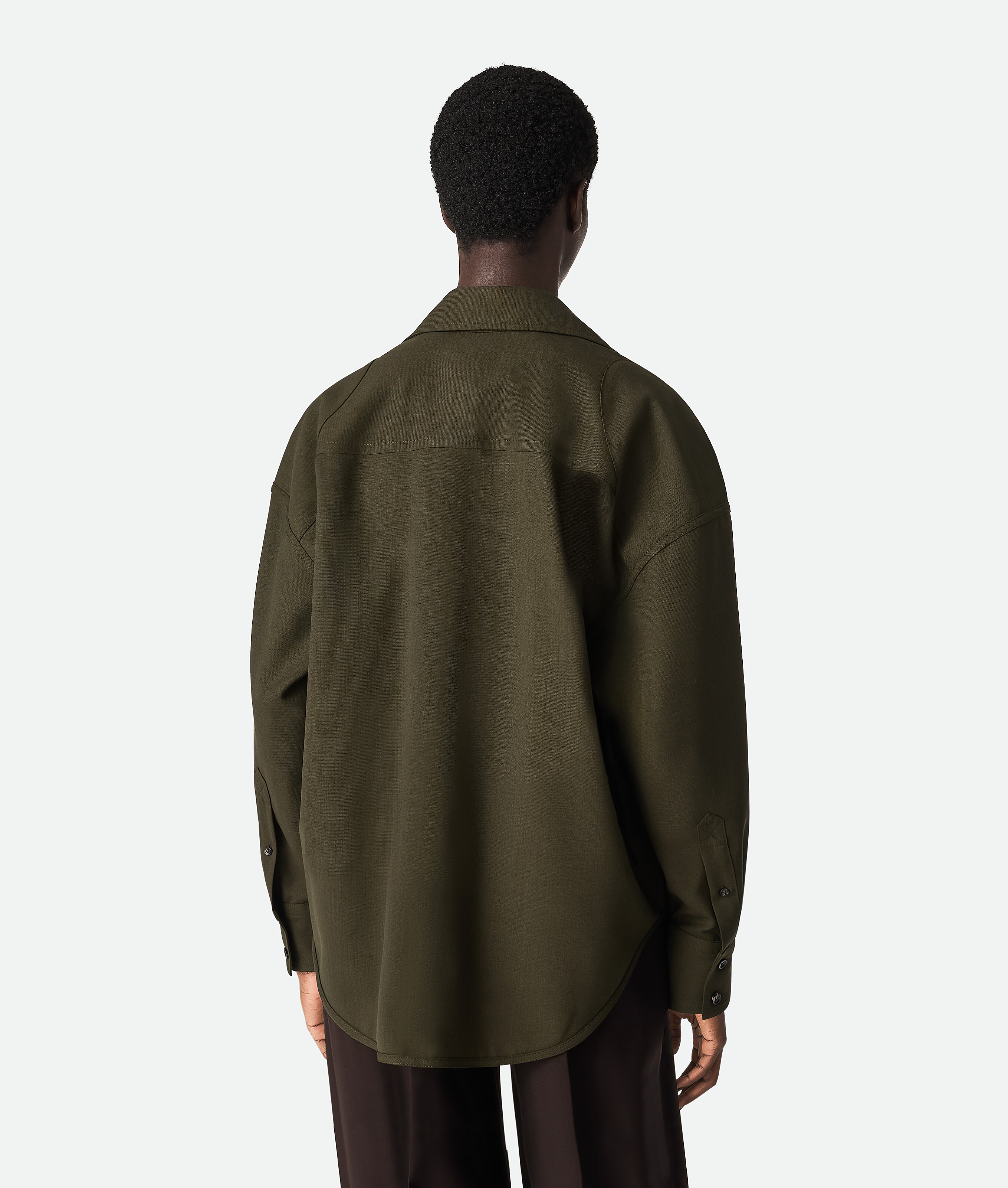 Bottega Veneta Hemd Aus Leichter Wolle In Dark Forest