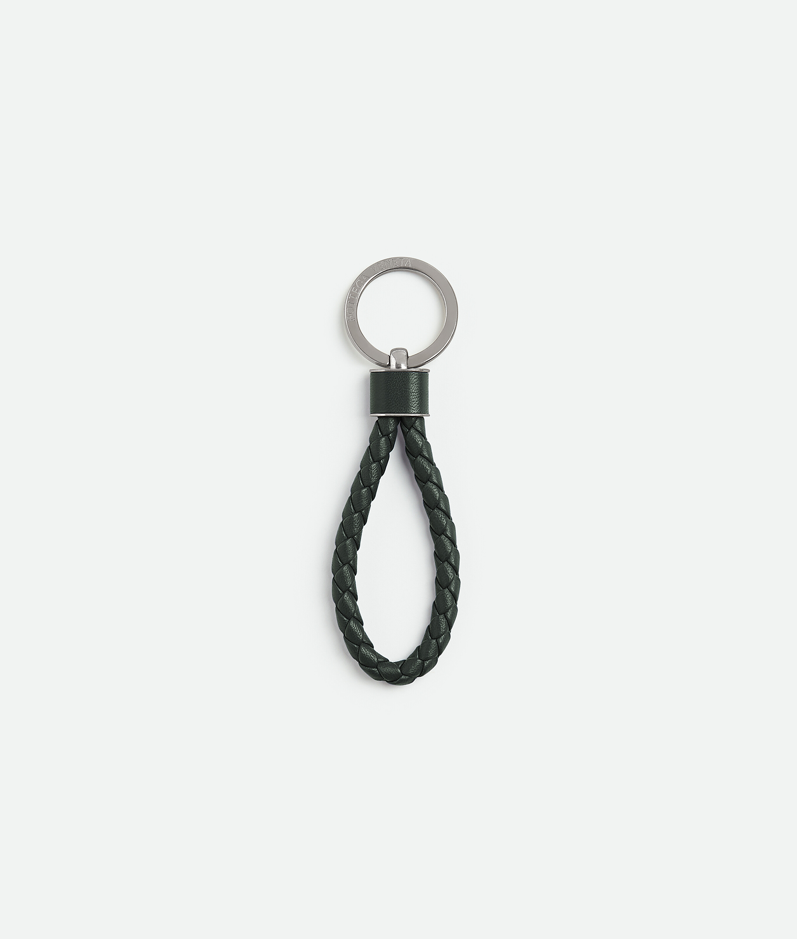 Bottega Veneta Intreccio Key Ring In Green