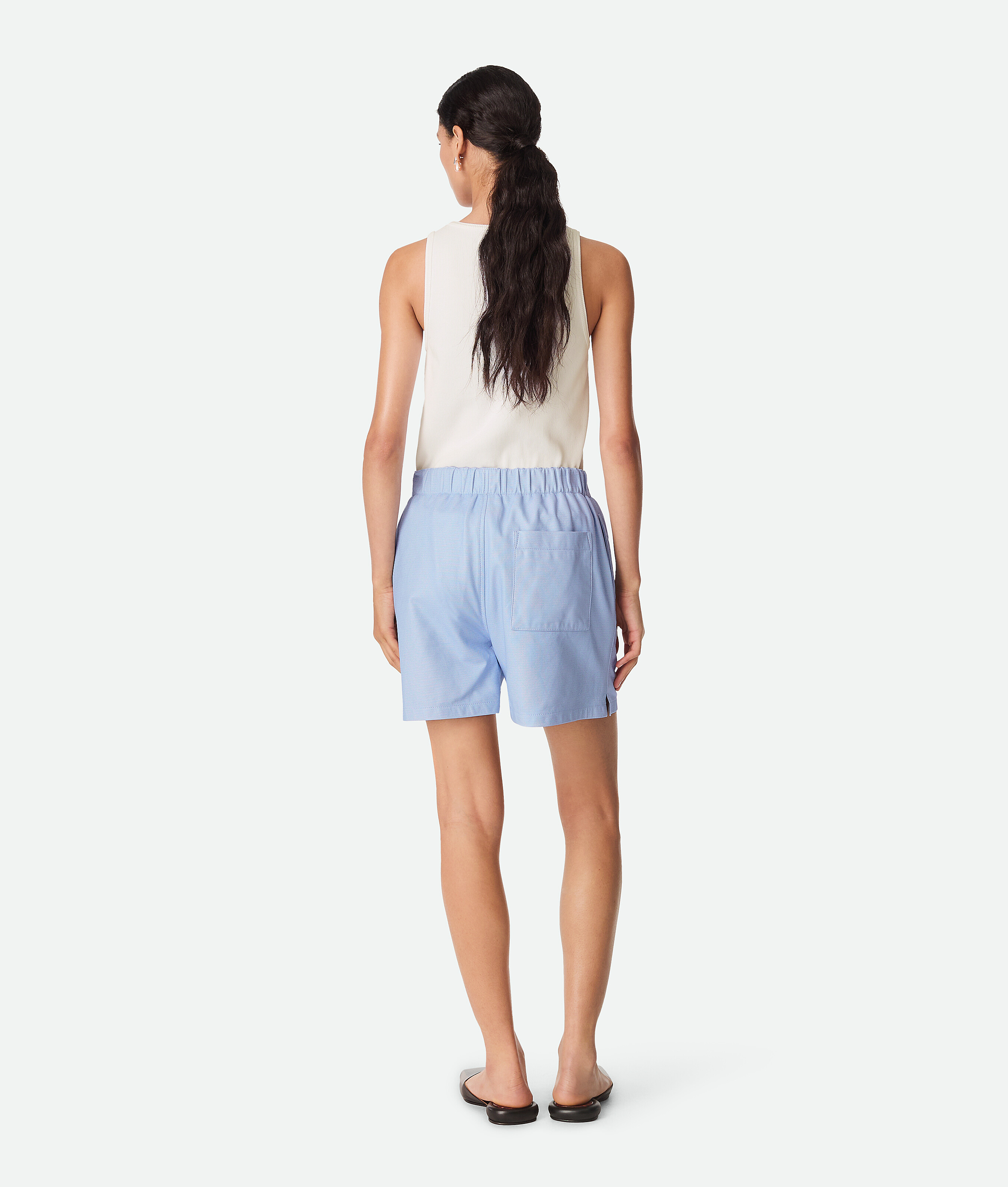 Bottega Veneta Bedruckte Boxershorts Aus Leder In Light Blue