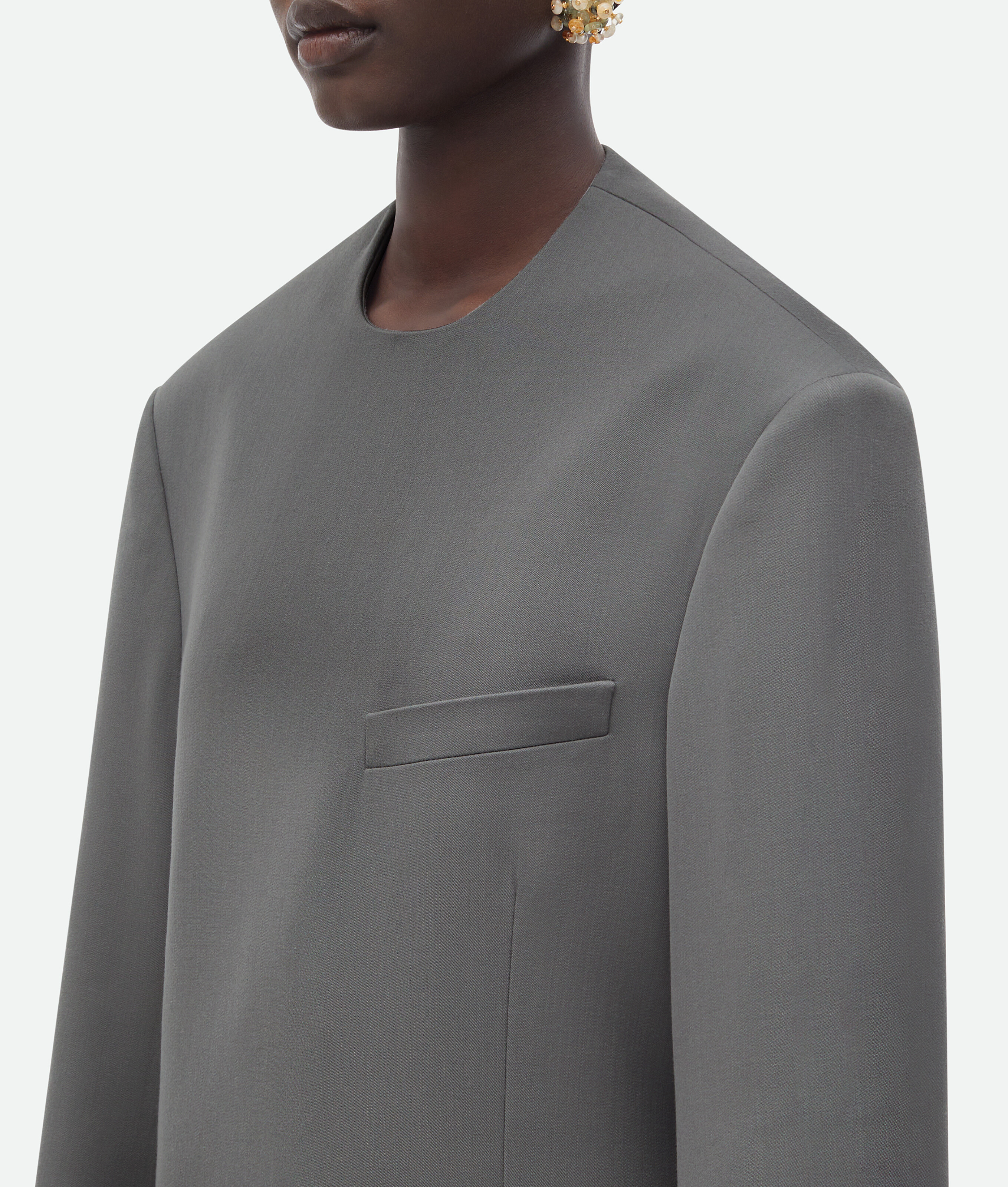 Bottega Veneta Compact Wool Jacket In Grey