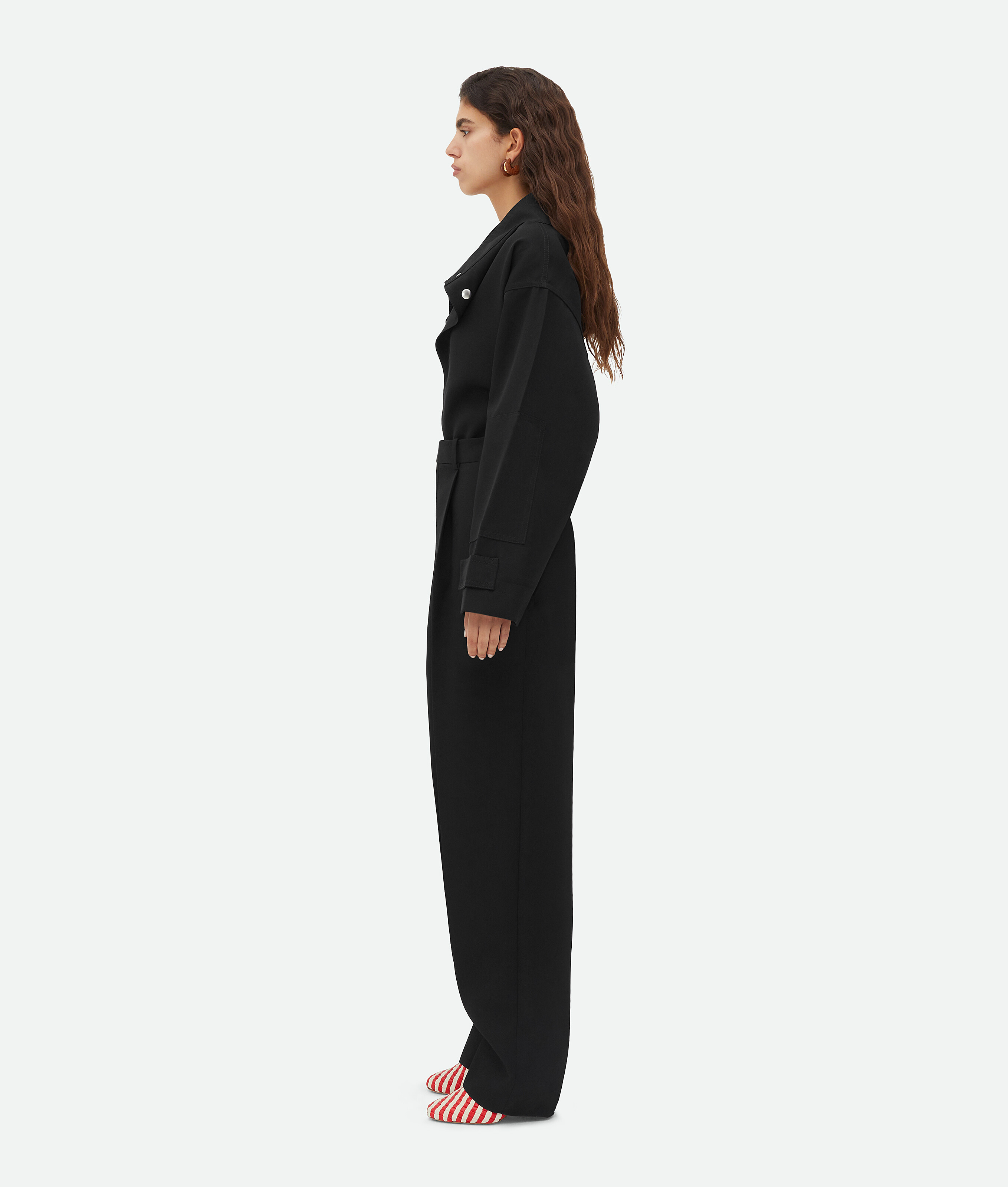 Shop Bottega Veneta Pleated Wool Twill Trousers In Black