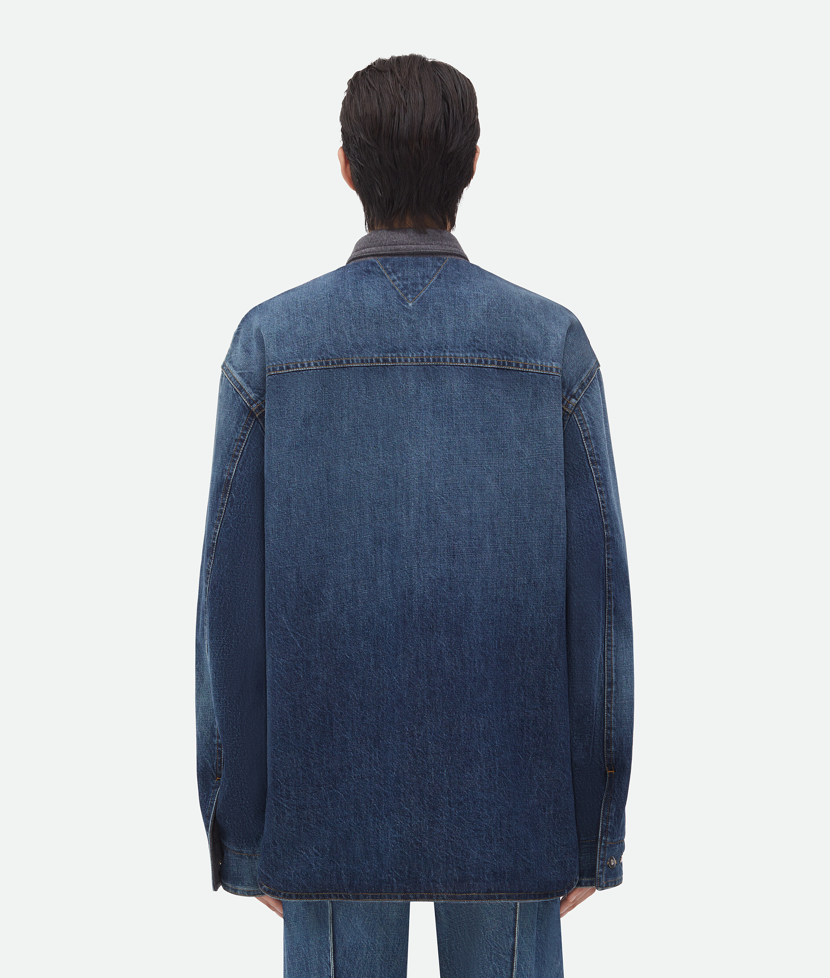 Shop Bottega Veneta Reversible Wool Denim Jacket In Blue