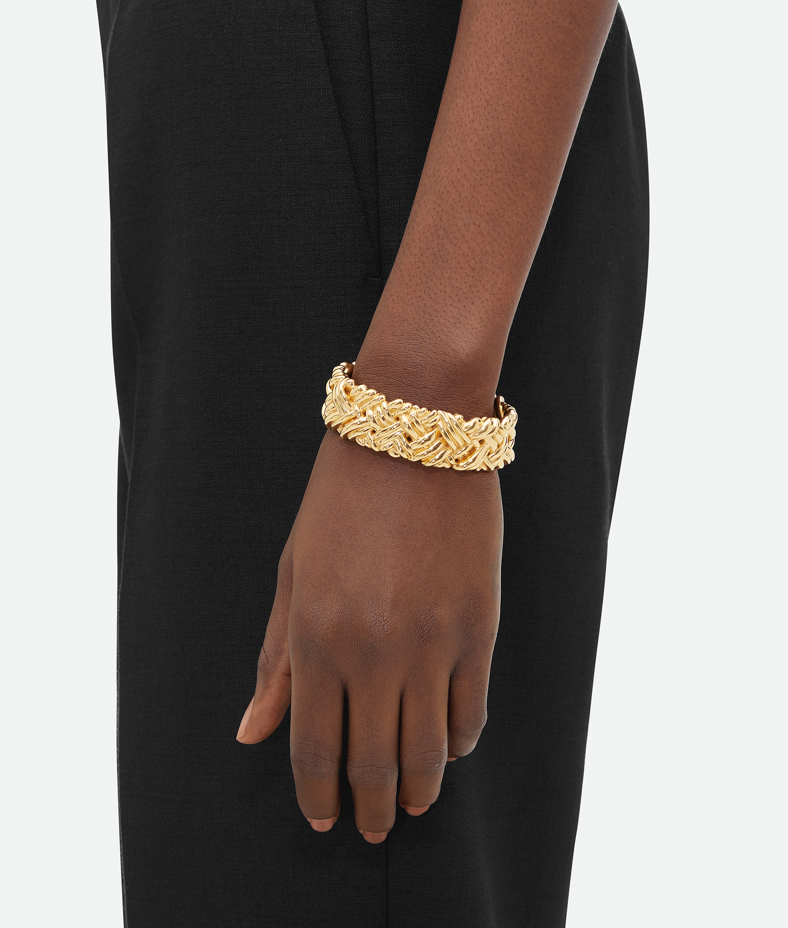 Bottega Veneta Intreccio Large Cuff Bracelet - Yellow Gold - Woman - S