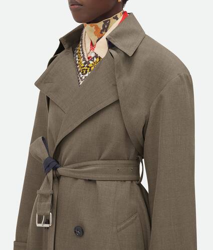Multicolor Wool Twill Trench