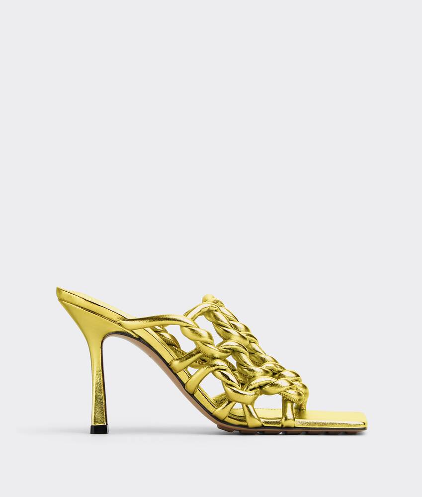 Yellow Womens Shoes Heels Mule shoes Bottega Veneta Stretch Mule in Gold 