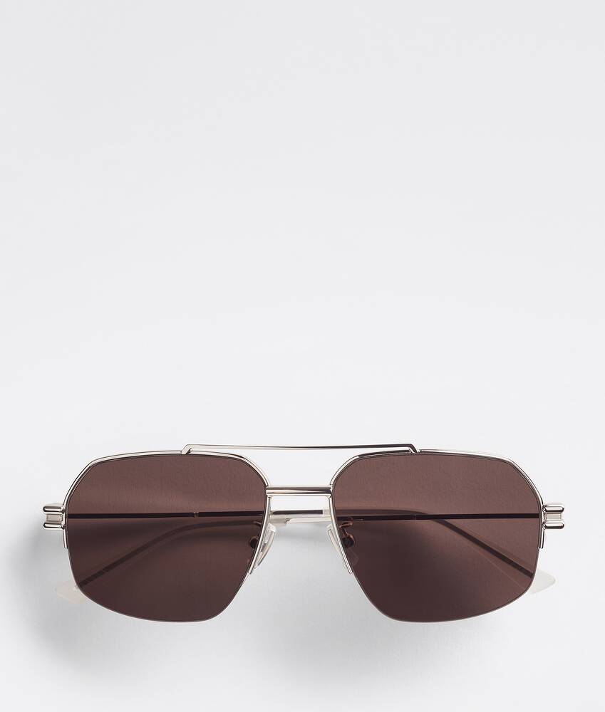 Bottega Veneta - Aviator Sunglasses - Silver - Sunglasses