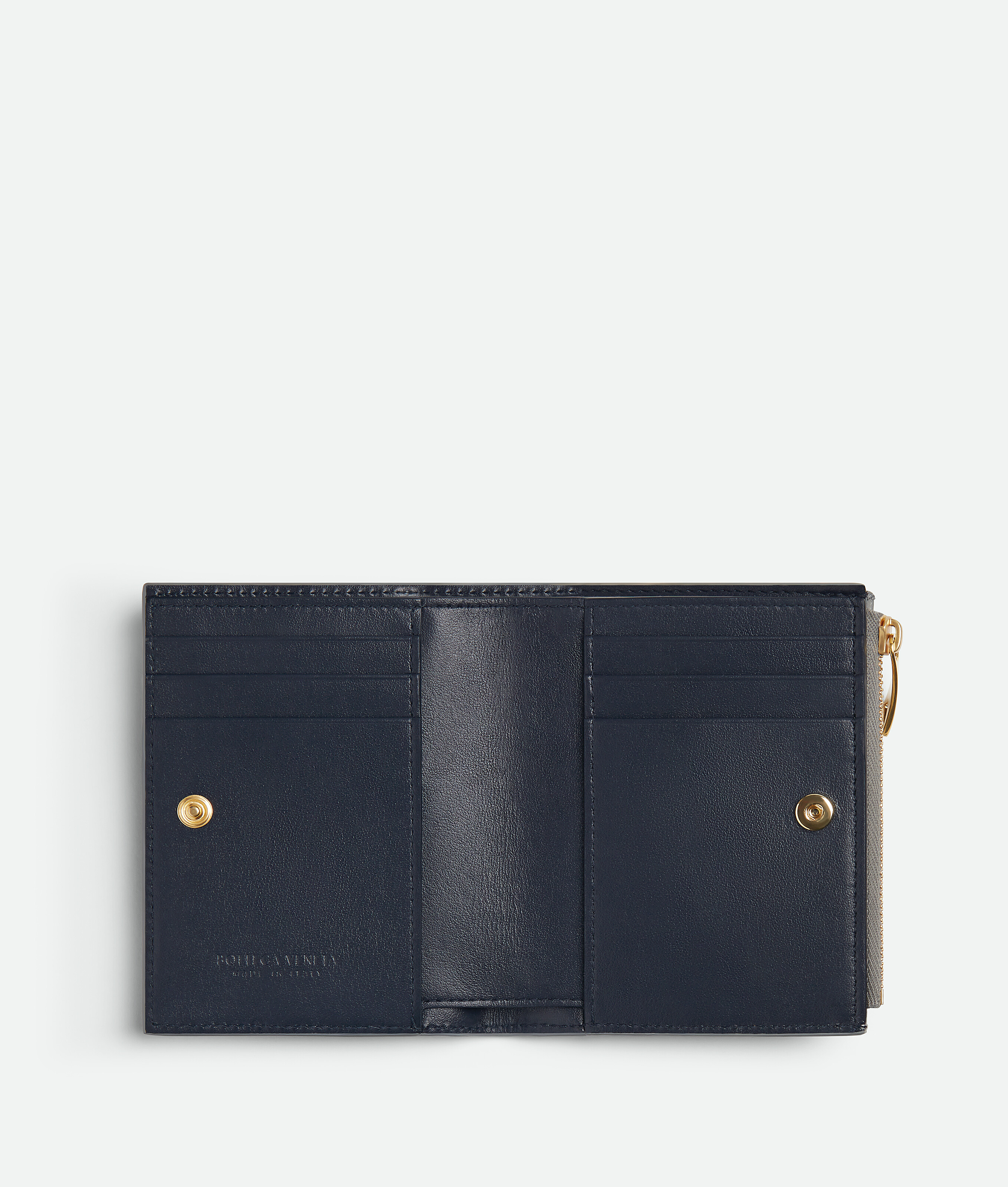 Bottega Veneta Intrecciato Small Bi-fold Wallet In Gray