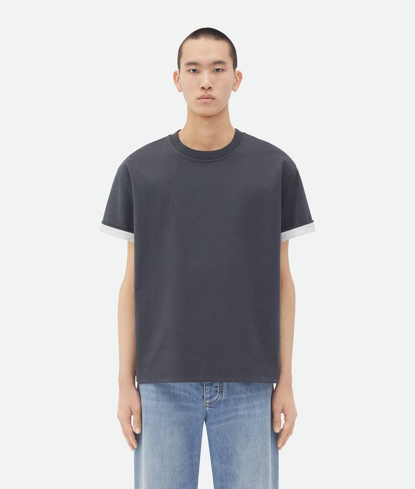 Ein größeres Bild des Produktes anzeigen 1 - Kariertes Baumwoll-T-Shirt mit doppelter Schicht