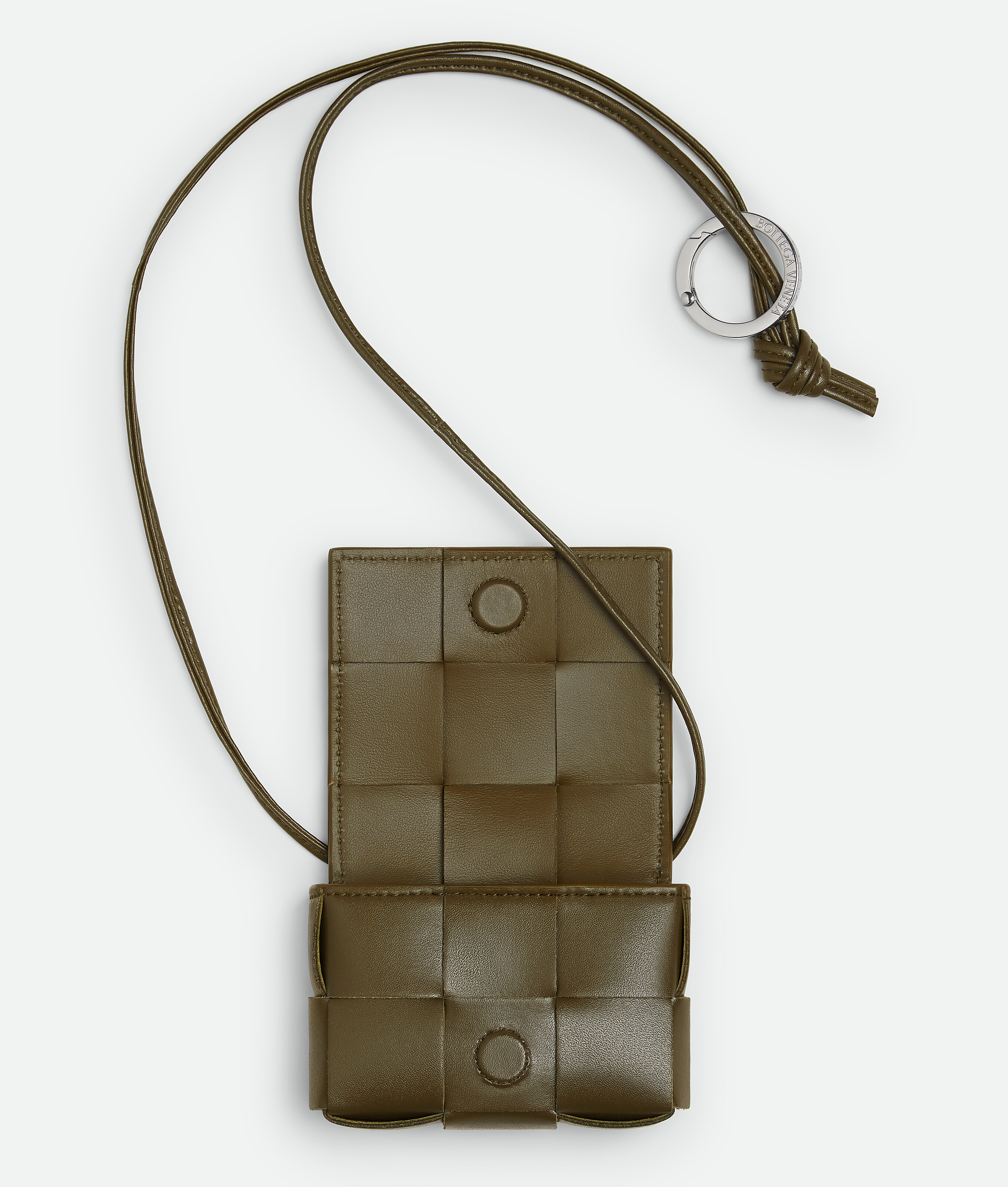 Shop Bottega Veneta Cassette Airpods Case On Strap In Brown