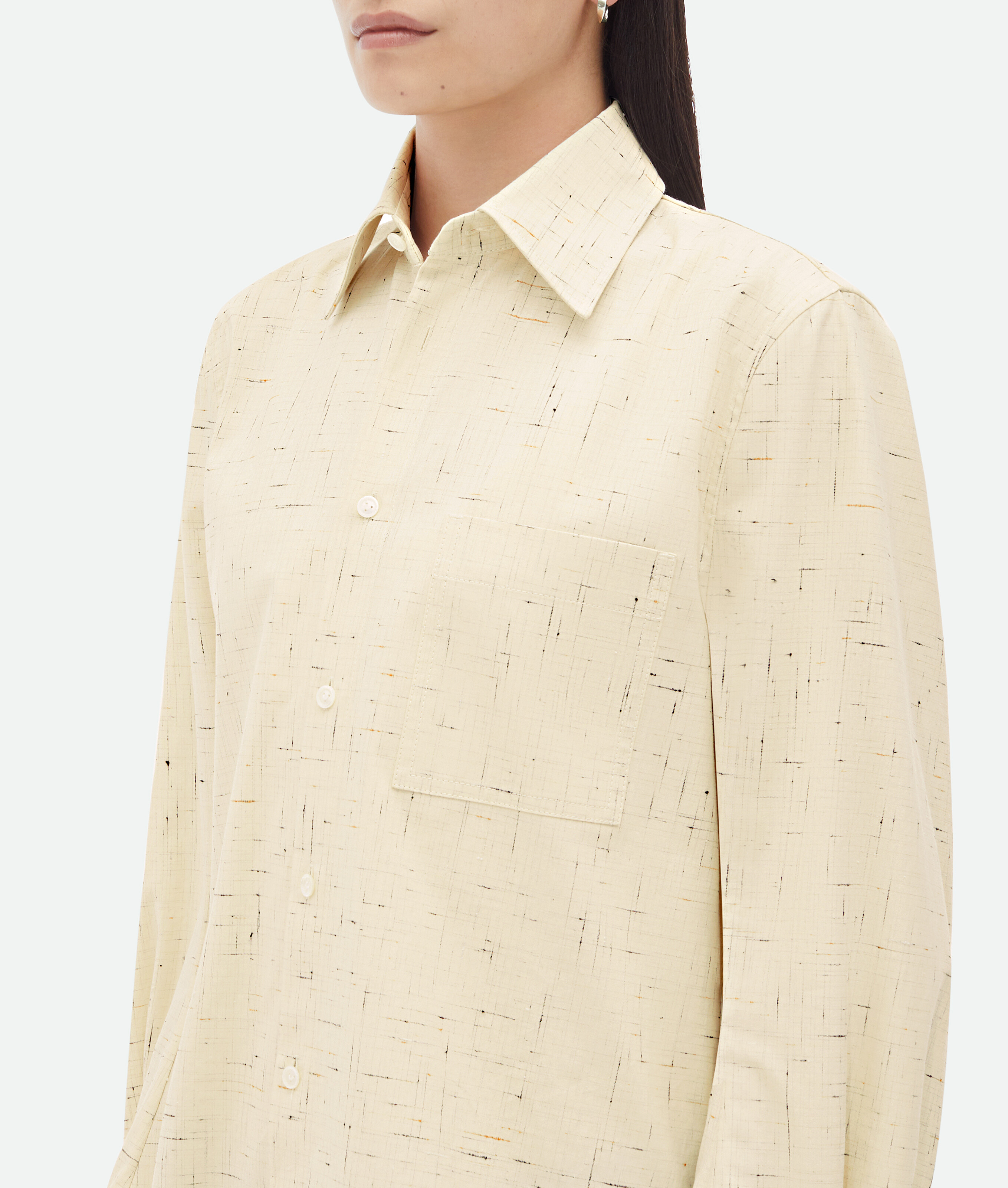 Shop Bottega Veneta Textured Criss-cross Cotton Shirt In Yellow