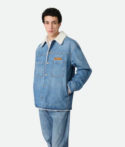 Display a large version of the product image 1 - Vintage Indigo Denim And Shearling Jacket