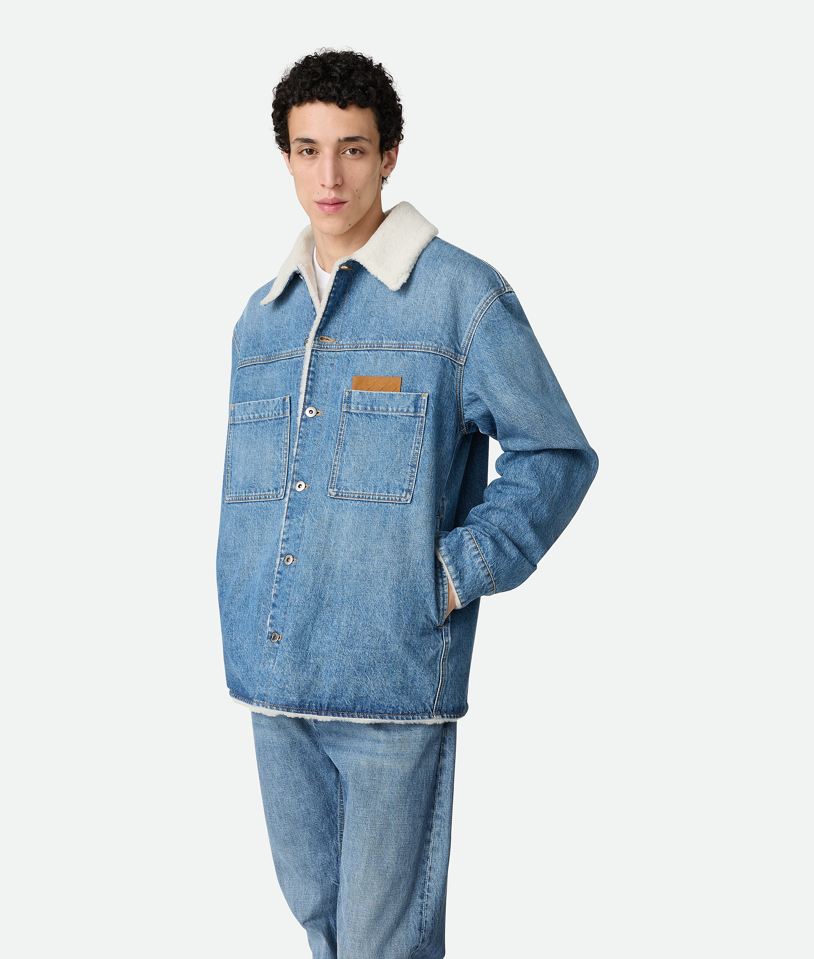 Vintage Indigo Denim And Shearling Jacket
