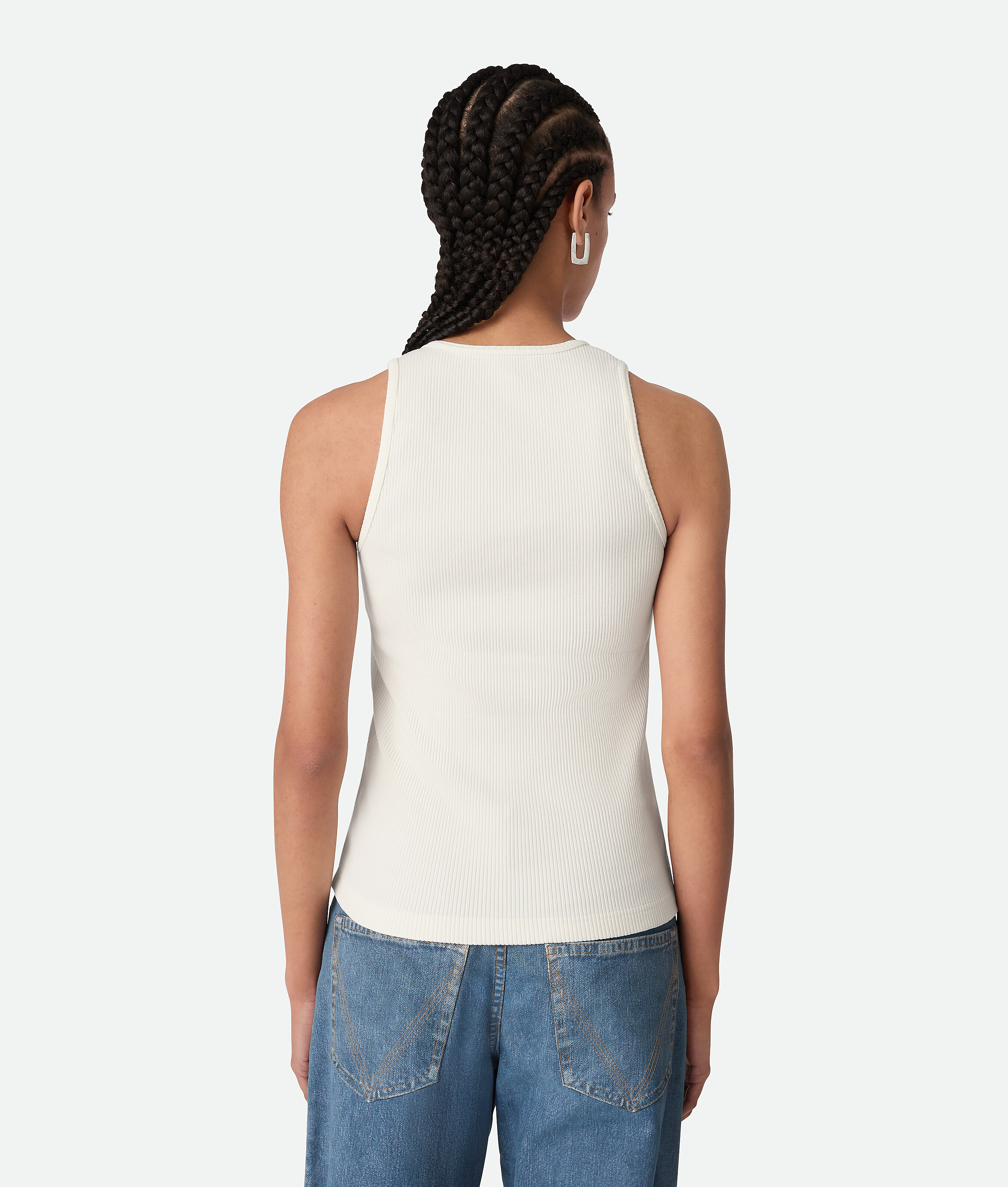 Shop Bottega Veneta Cotton Rib Jersey Tank Top In Chalk
