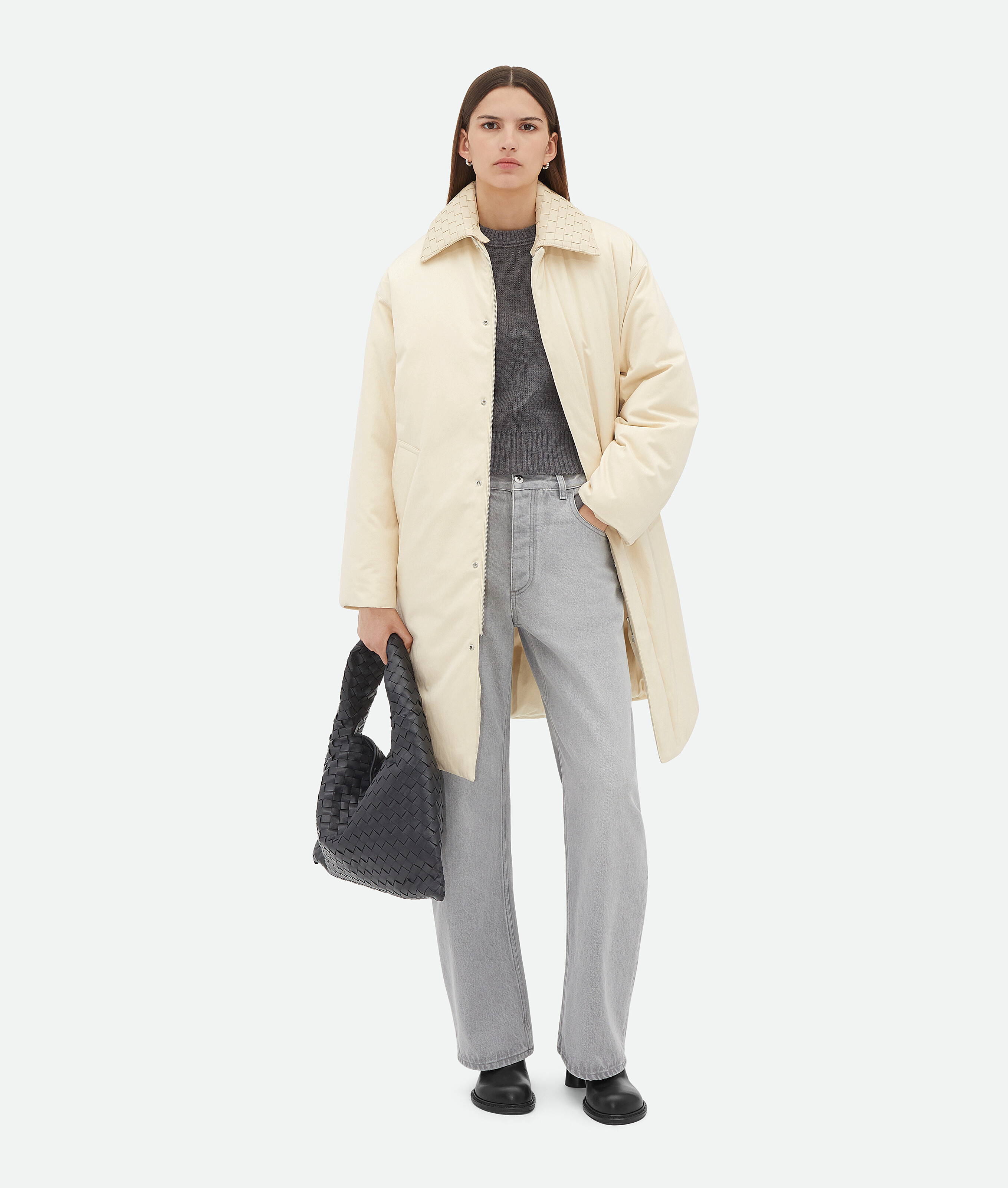 Shop Bottega Veneta Steppjacke Aus Baumwolltwill In Sea Salt