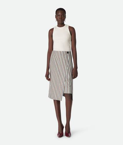 Cotton And Linen Stripe Skirt