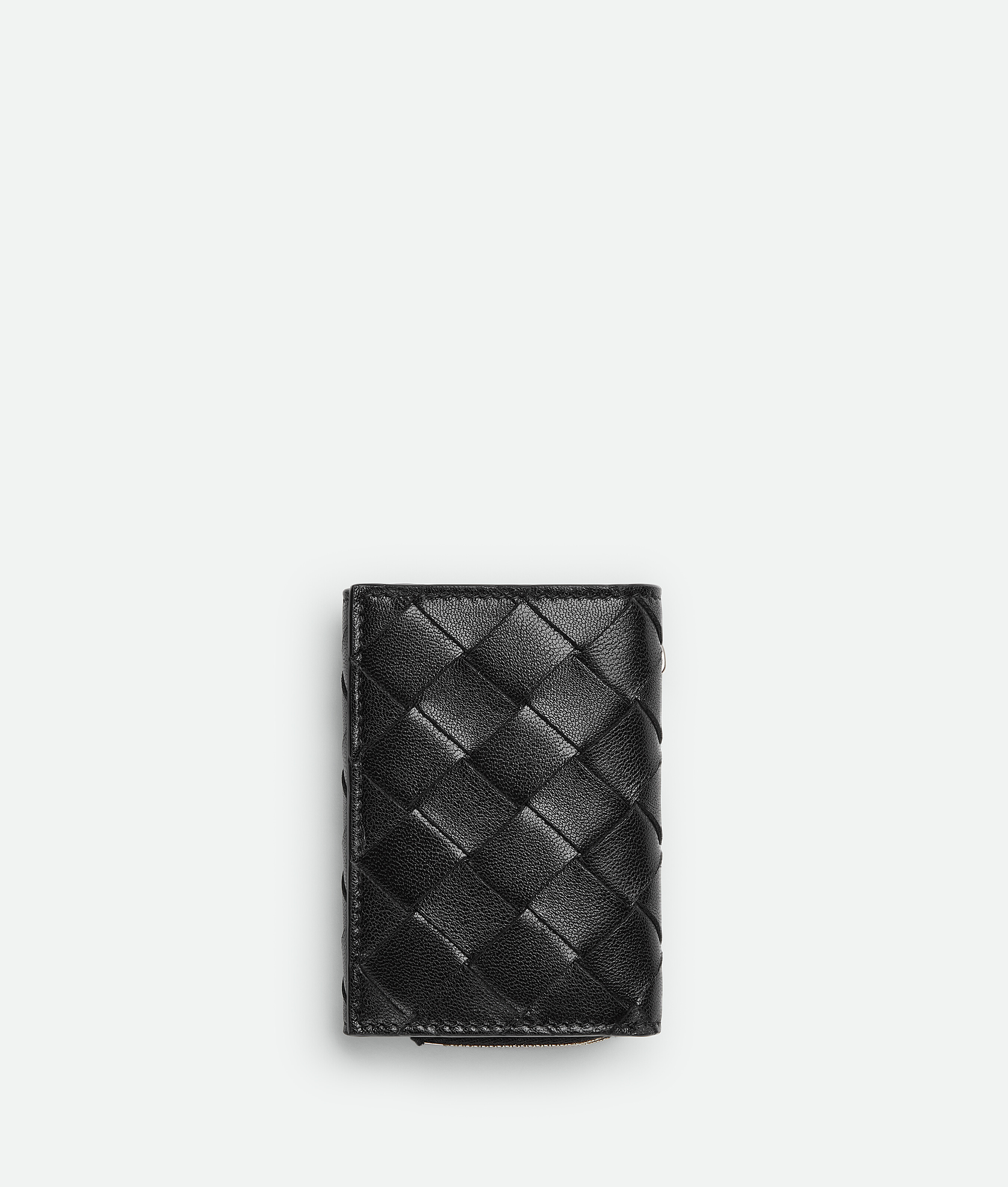 Bottega Veneta Intrecciato Tiny Tri-fold Wallet In Black