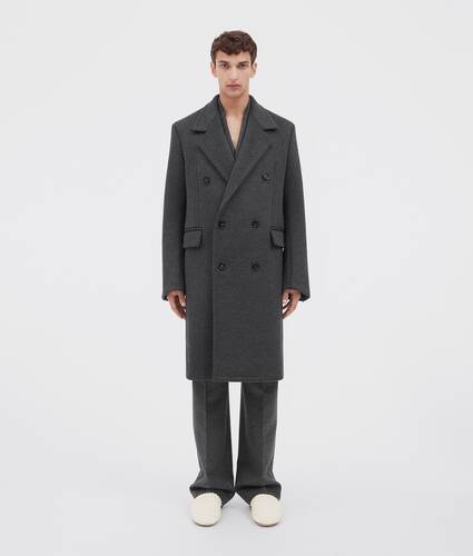 curved sleeves double face wool coat
