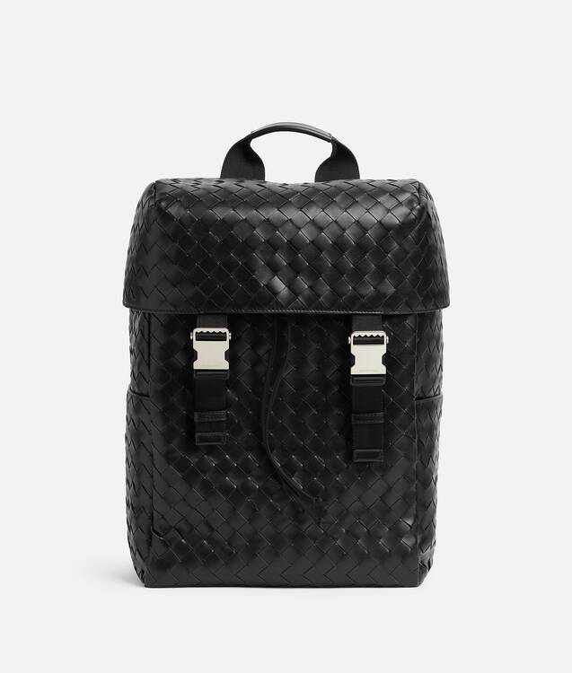 Bottega Veneta® Men's Intrecciato Flap Backpack in Black. Shop online now.