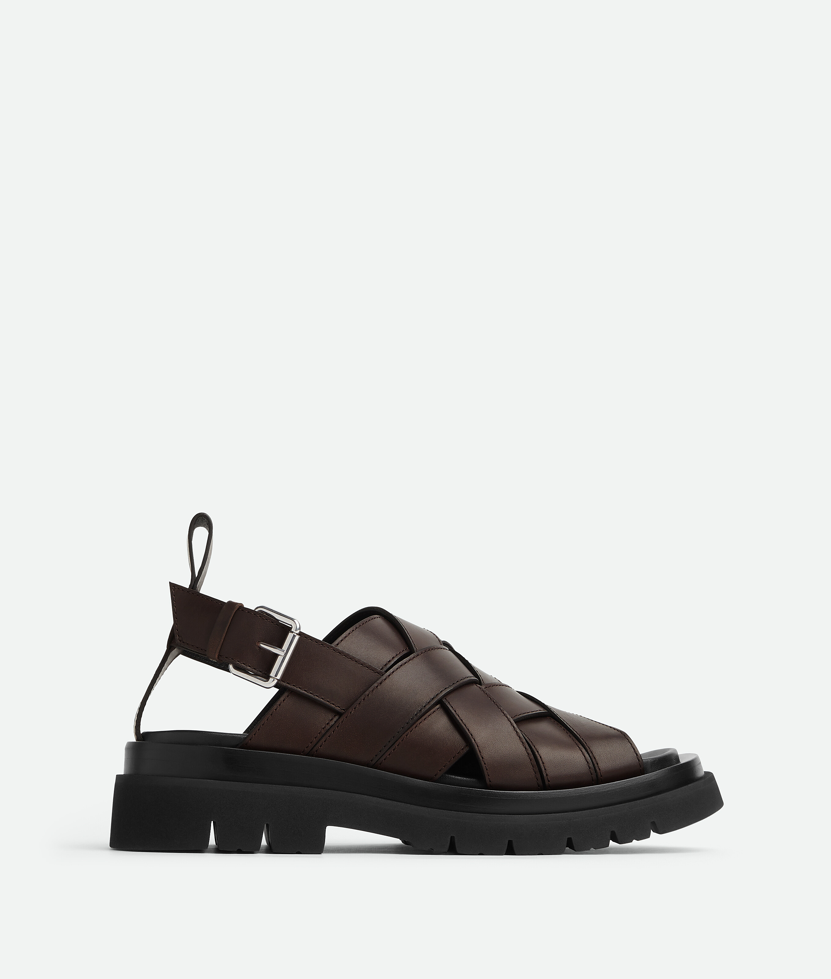 Bottega Veneta Lug Slingback Sandal Military Calf In Brown