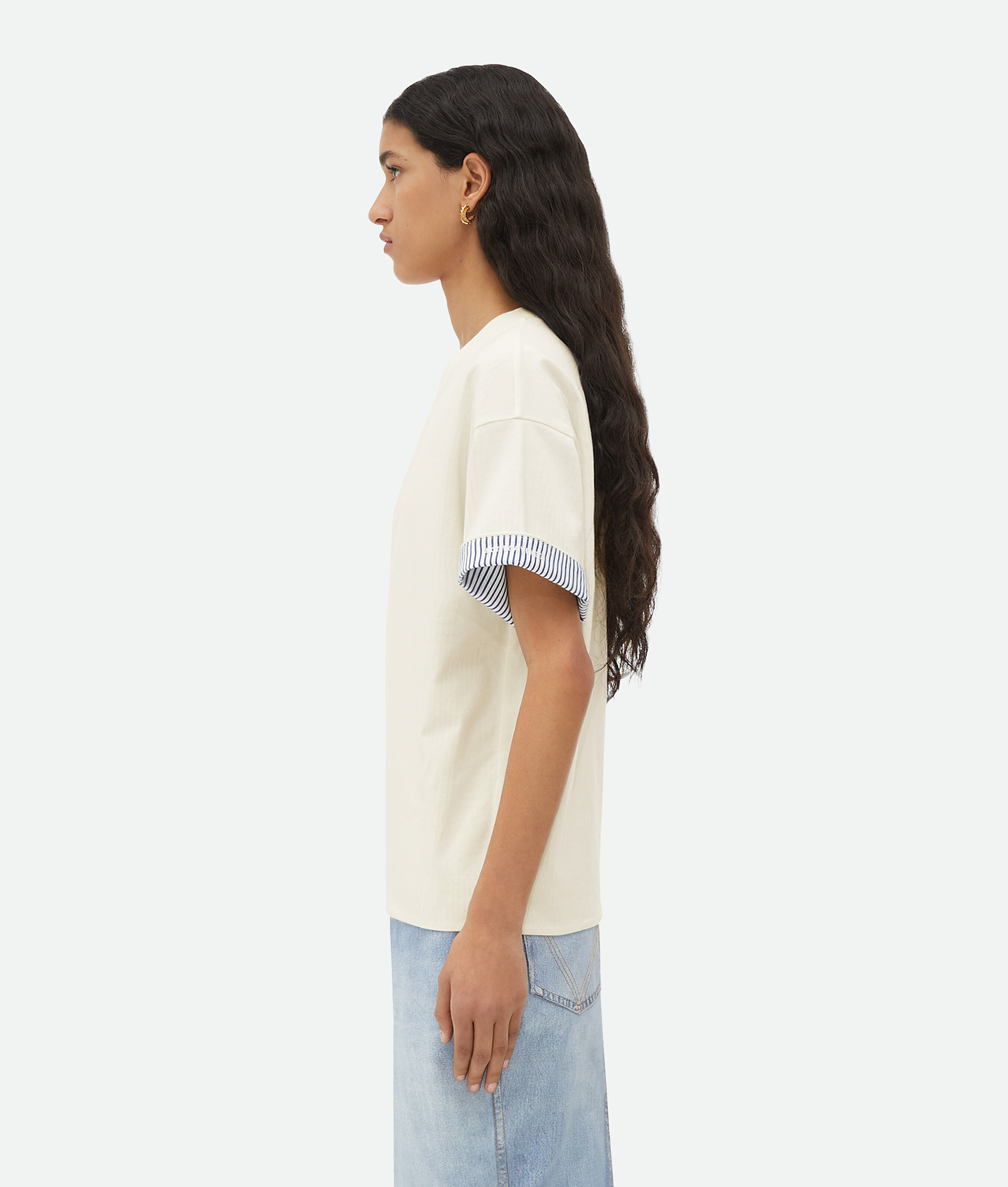 Shop Bottega Veneta Doppellagiges Gestreiftes T-shirt Aus Baumwolle In White