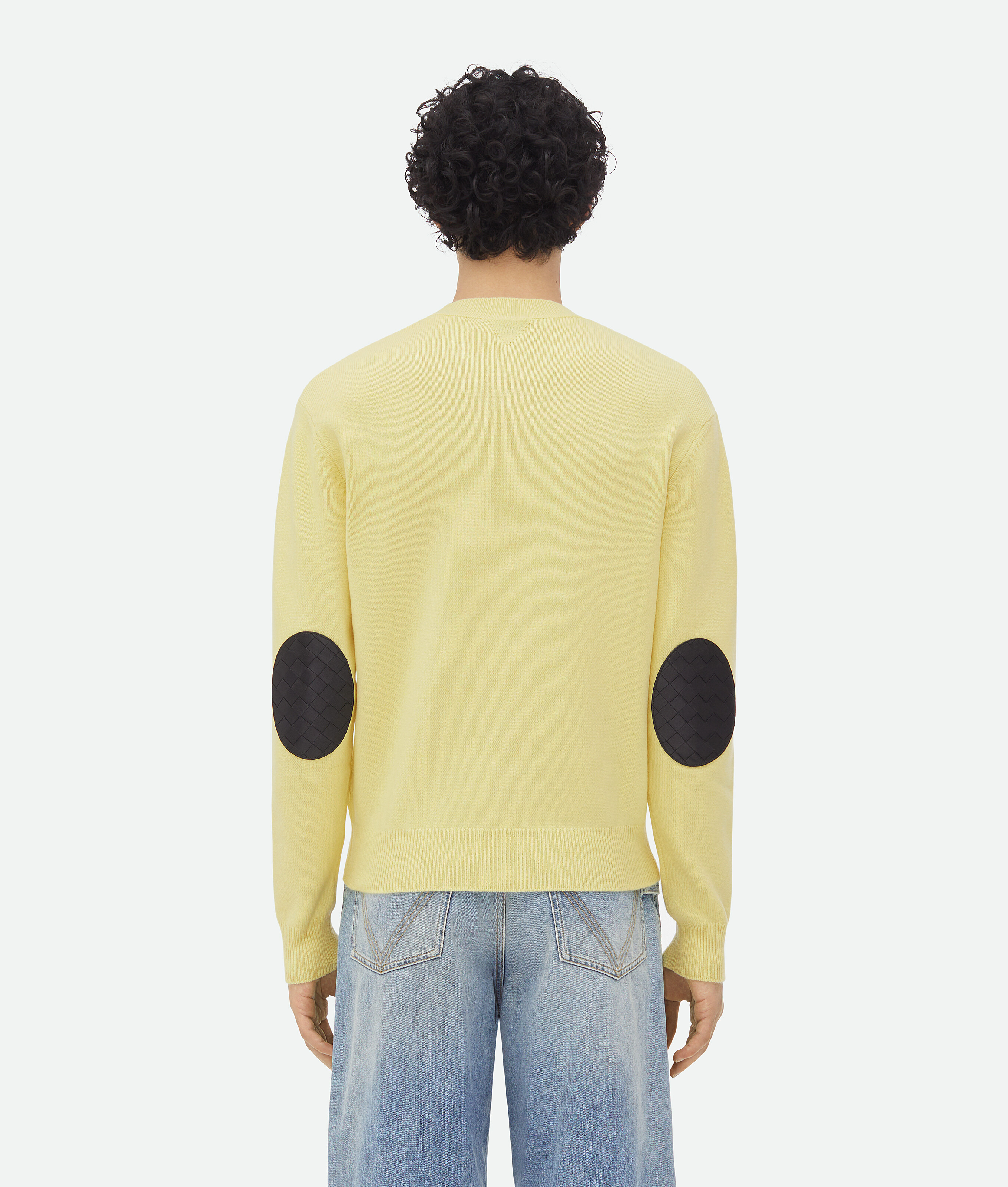 Bottega Veneta Bottega Veneta Cashmere Jumper With Intrecciato Leather Patches In Yellow