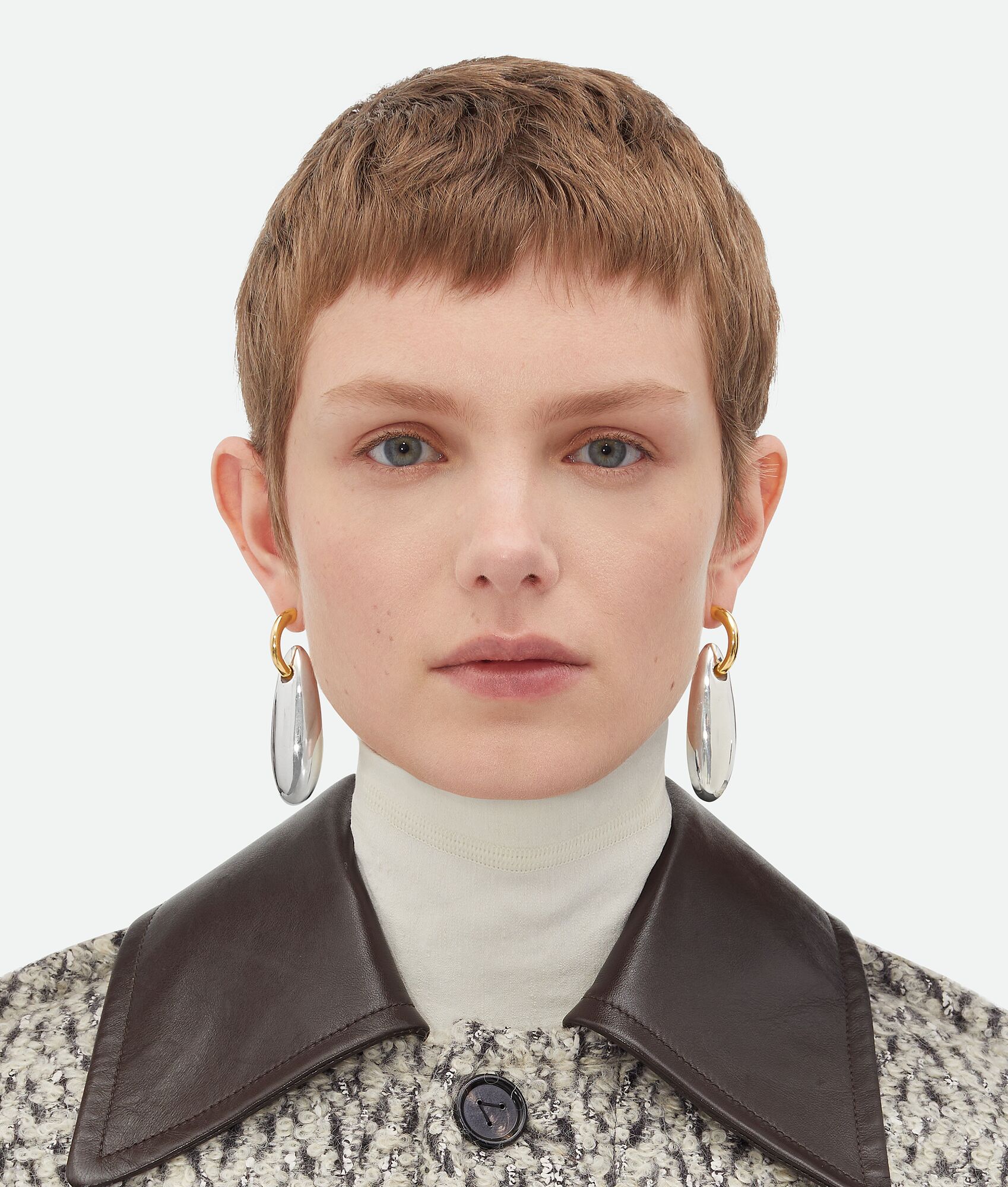 Bottega Veneta® Women's Ellipse Large Earrings in Silver/yellow gold ...