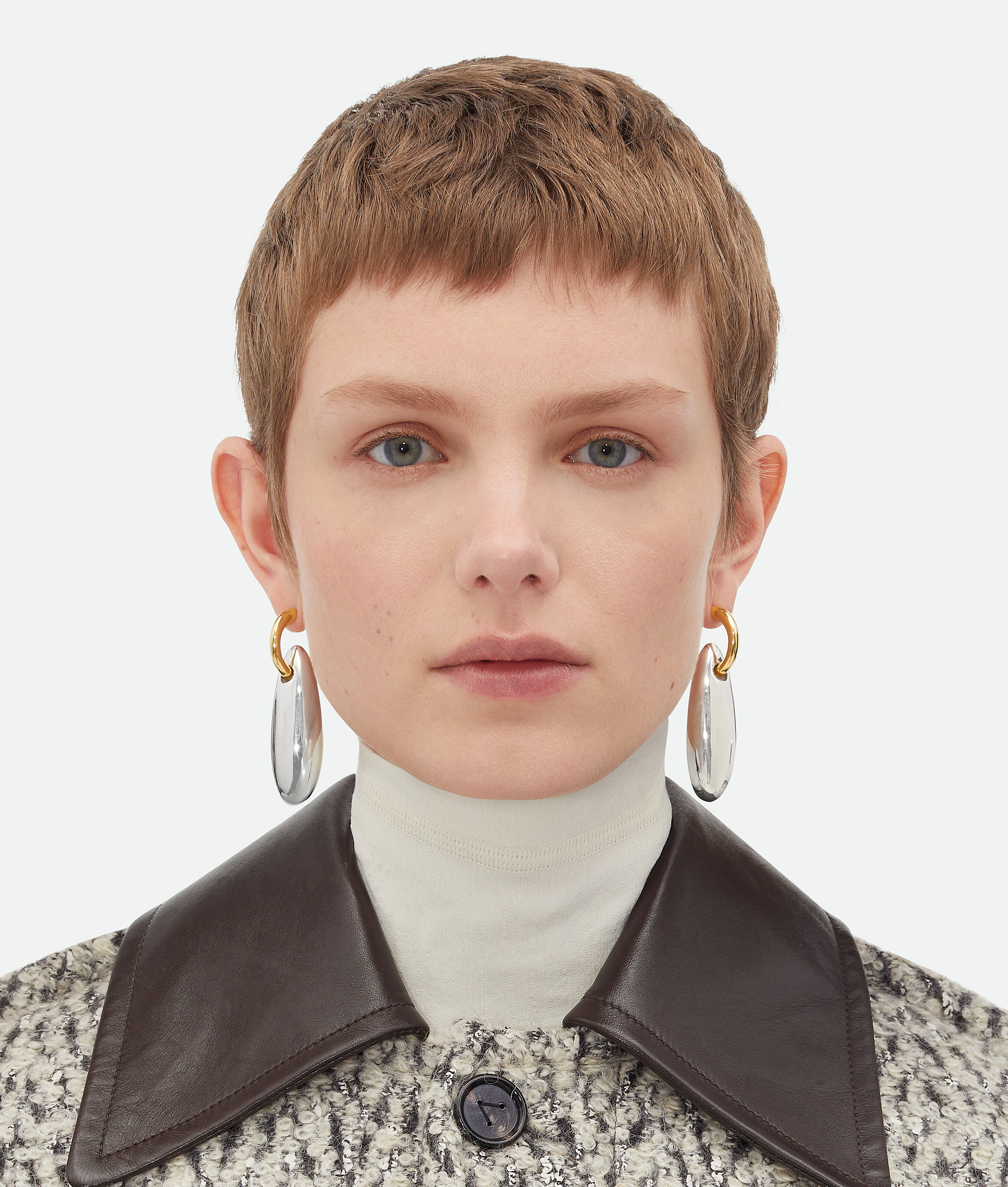 Bottega Veneta Ellipse Large Earrings - Silver/yellow Gold - Woman