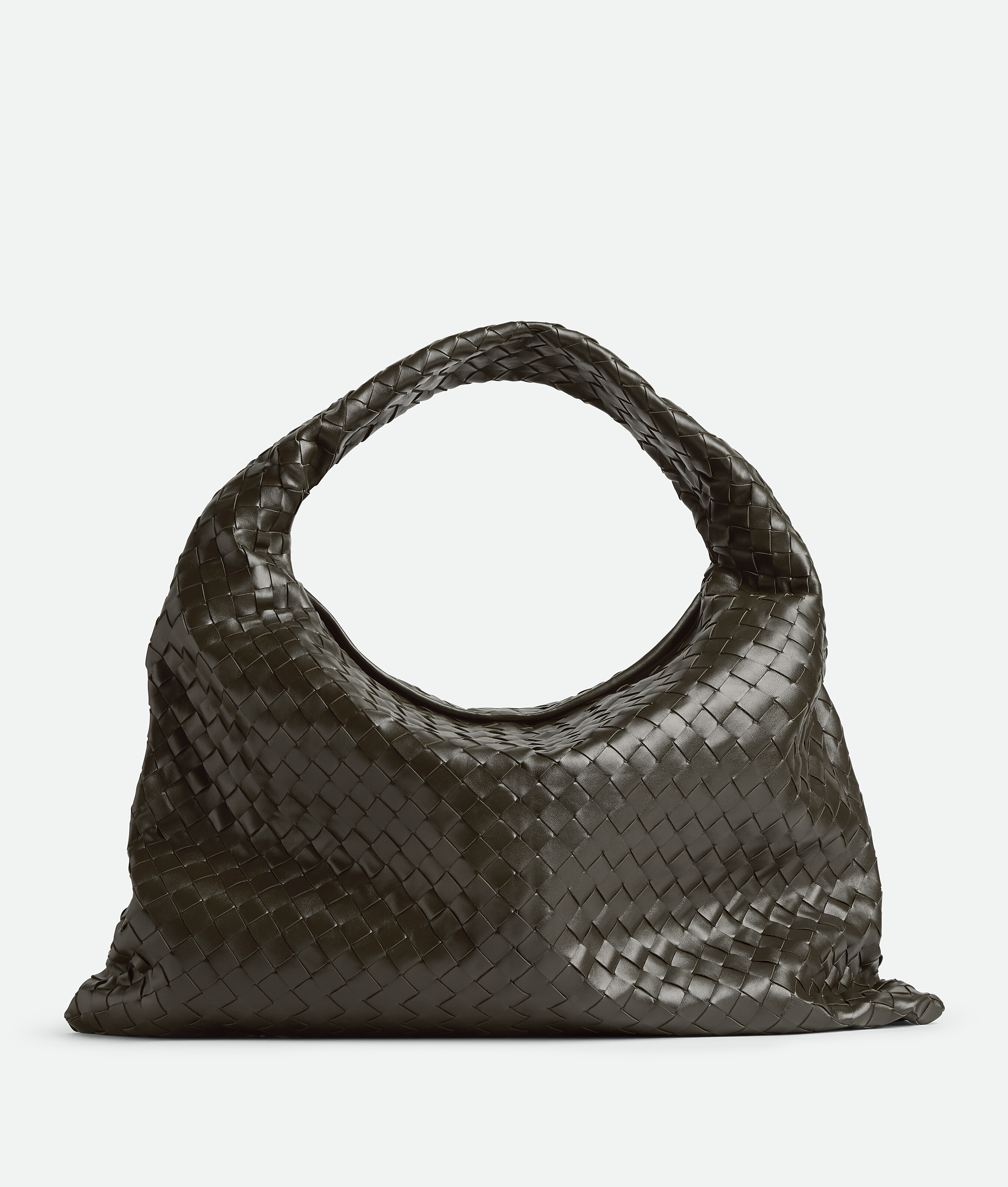 Bottega Veneta Large Hop Leather Shoulder Bag In Kaki