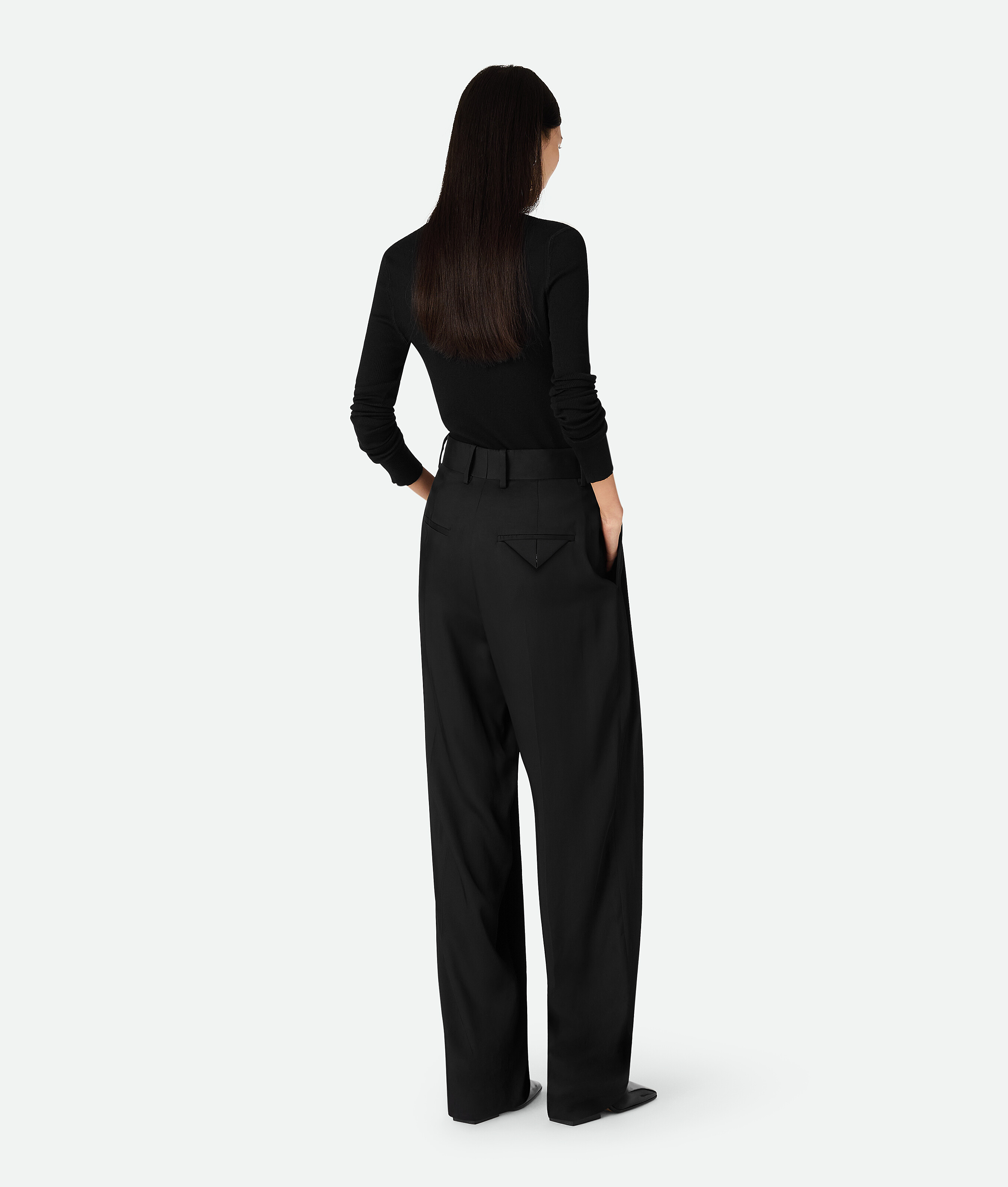 Bottega Veneta Viscose And Silk Twill Straight Trousers In Black