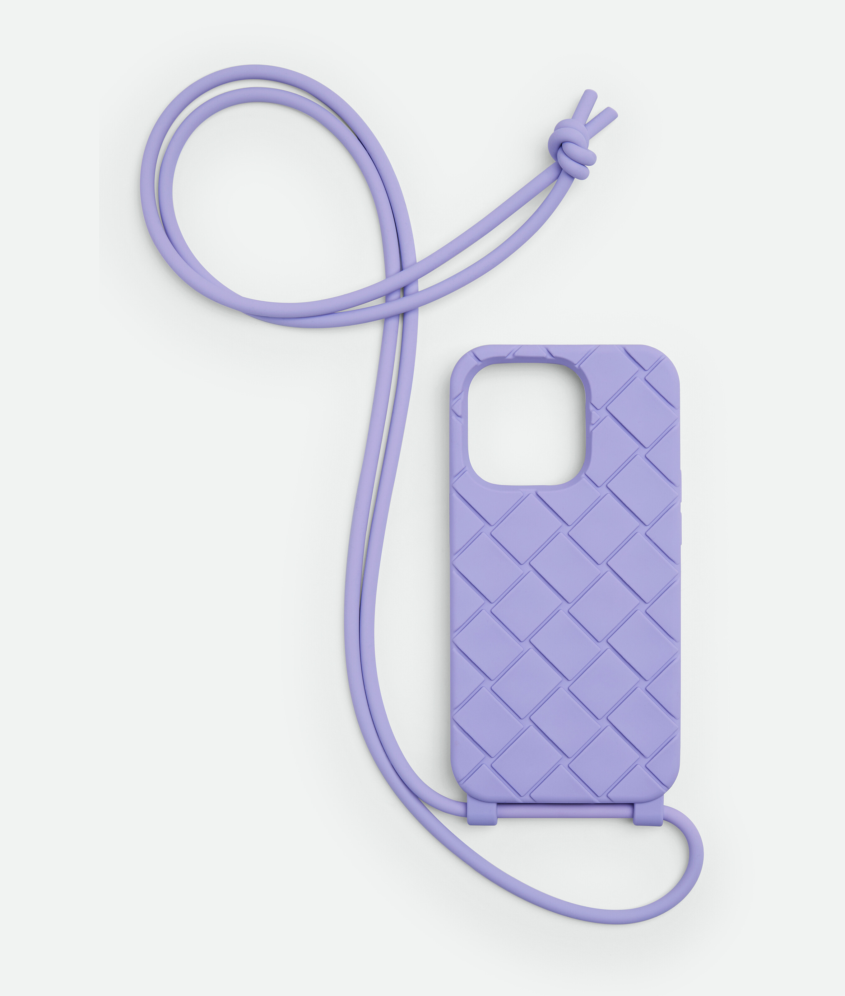 Funda suave con cordón para iPhone 14 Plus lila