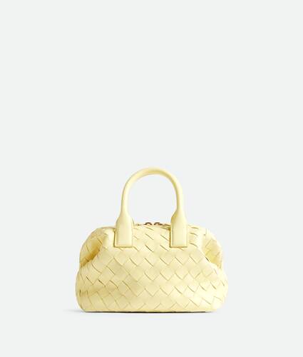 Bottega Veneta Mini Pouch Intrecciato Chalk White And Gold Leather Clutch  New