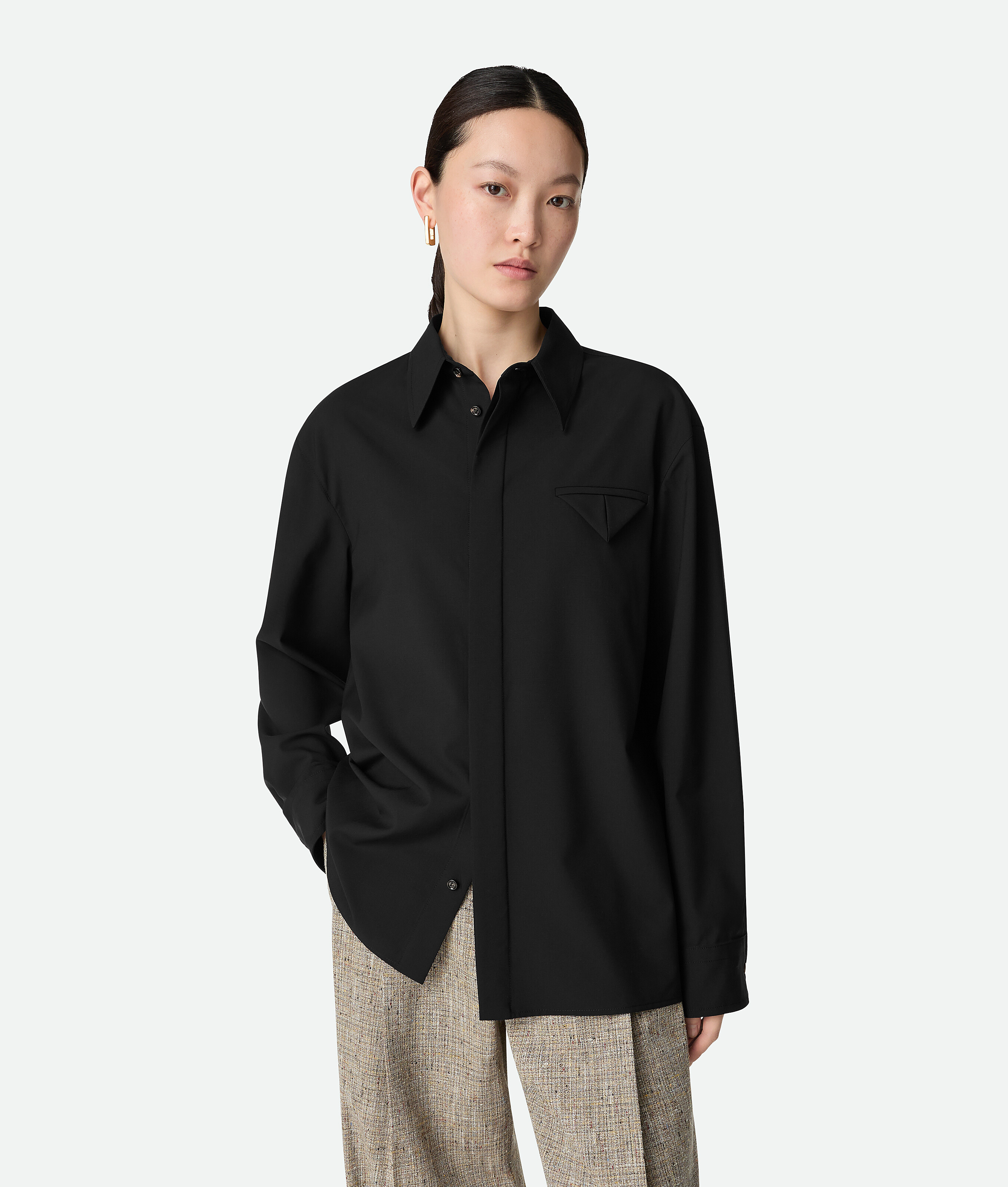 Bottega Veneta Fine Wool Shirt - Black - Woman - 34 - Wool