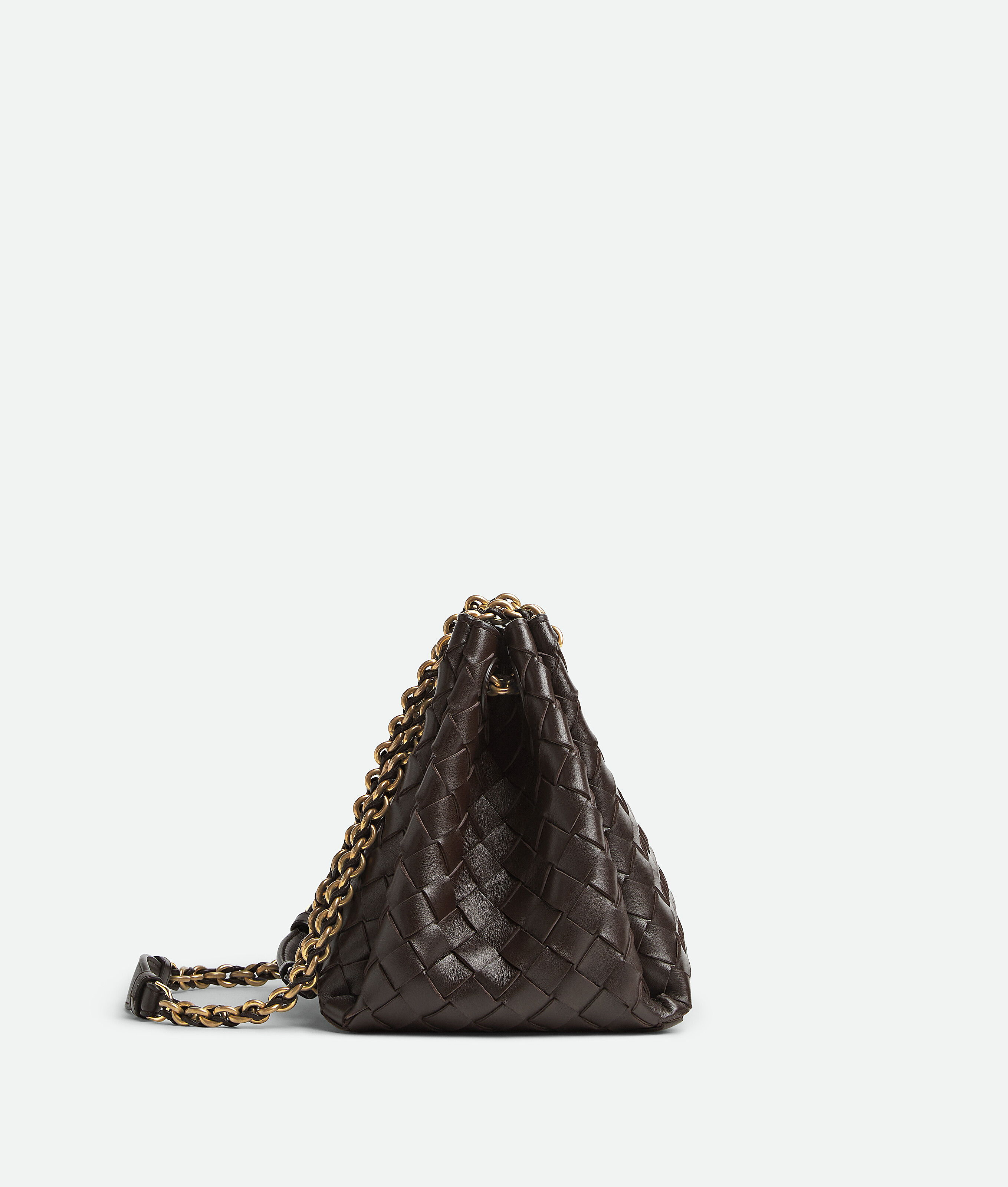 Bottega Veneta Black Intrecciato Leather Two-way Handbag In Fondant