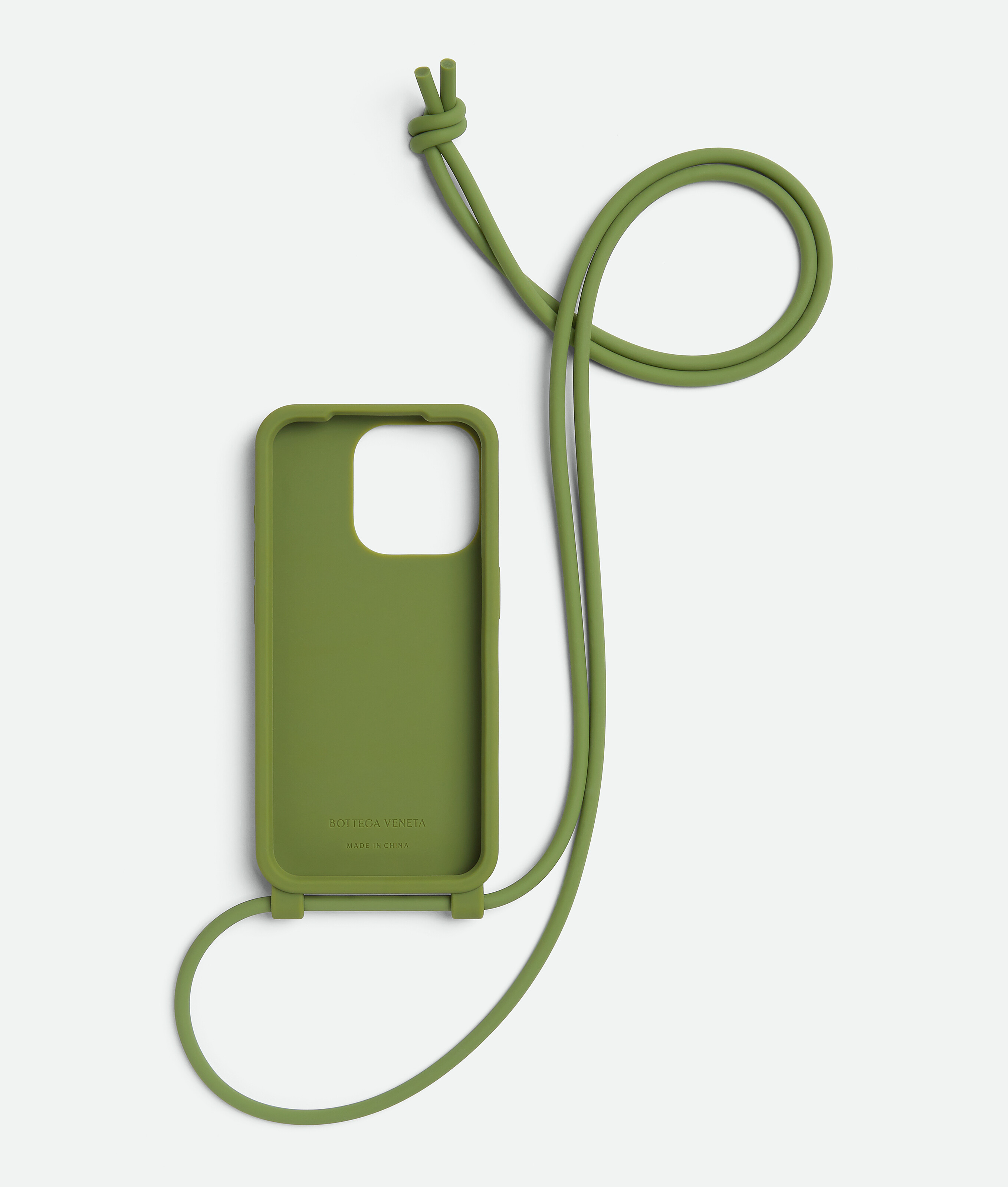 Shop Bottega Veneta Iphone 15 Pro Case With Strap In Tea Leaf