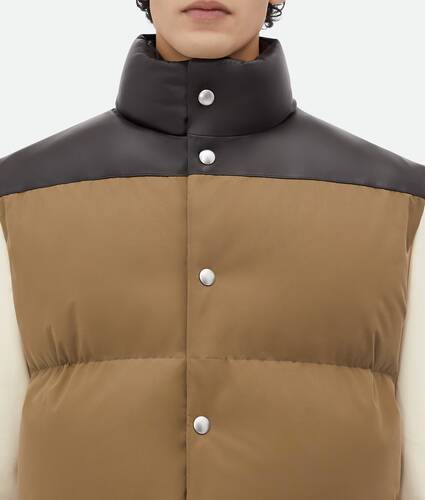 Frosted Poplin And Leather Gilet