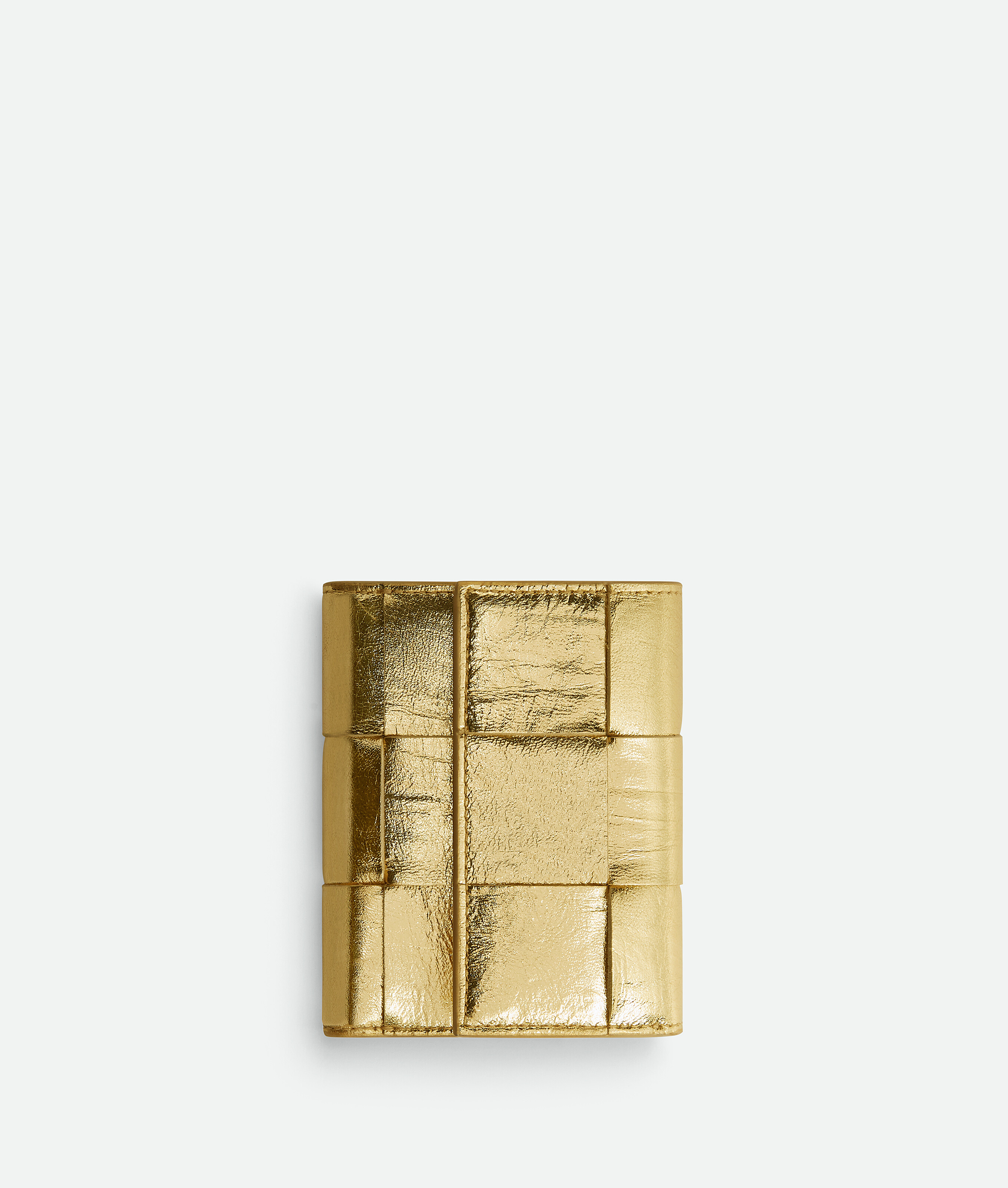 Bottega Veneta Cassette Tri-fold Zip Wallet In Gold