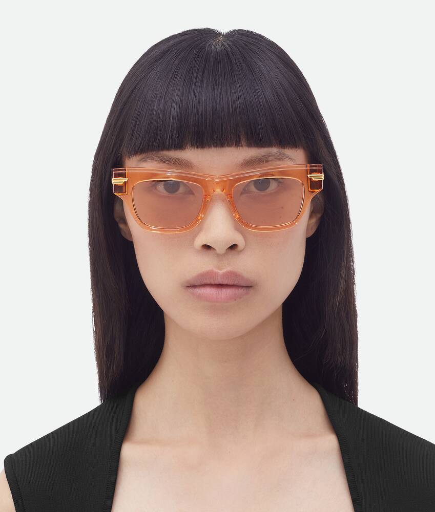 Bottega Veneta® Women's Mitre Square Sunglasses in Orange / Brown. Shop ...