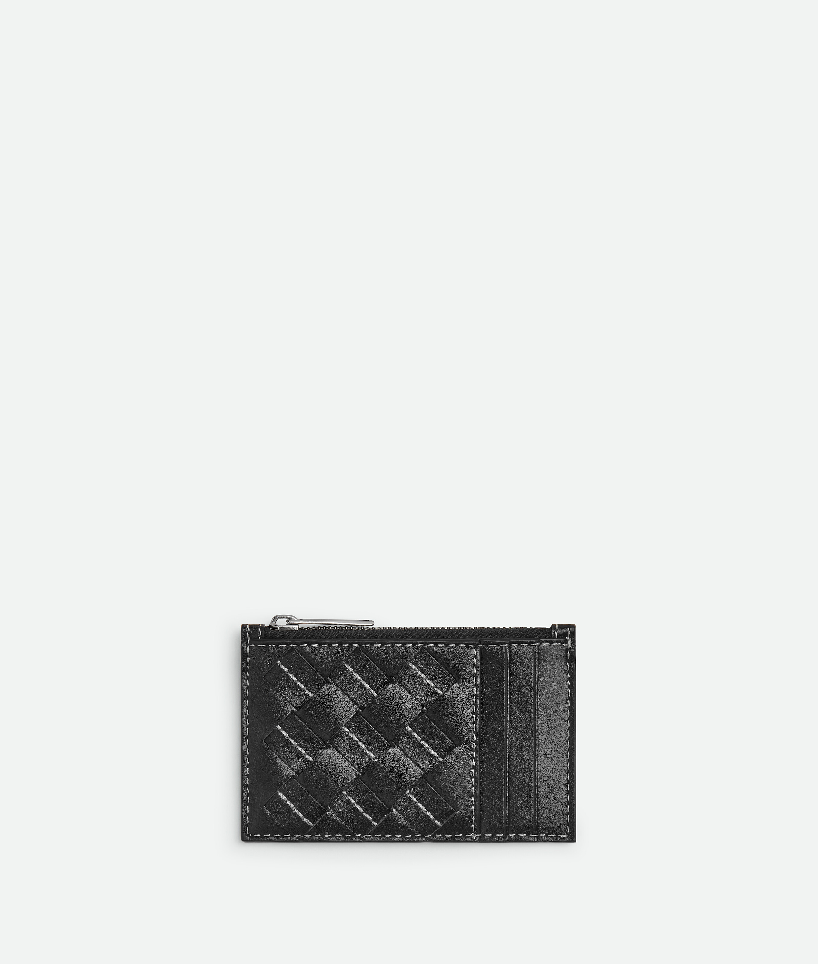 Bottega Veneta Intrecciato Zipped Card Case In Black