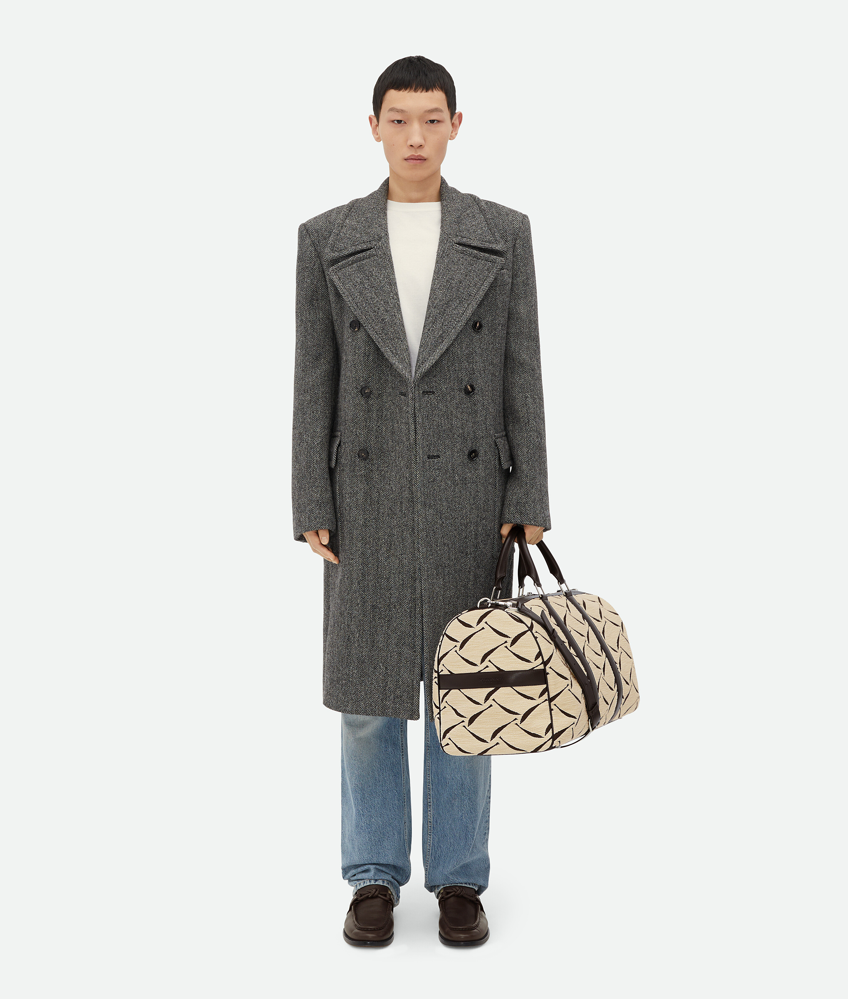 Shop Bottega Veneta Intrecciato Cabin Duffle In Natural/fondant