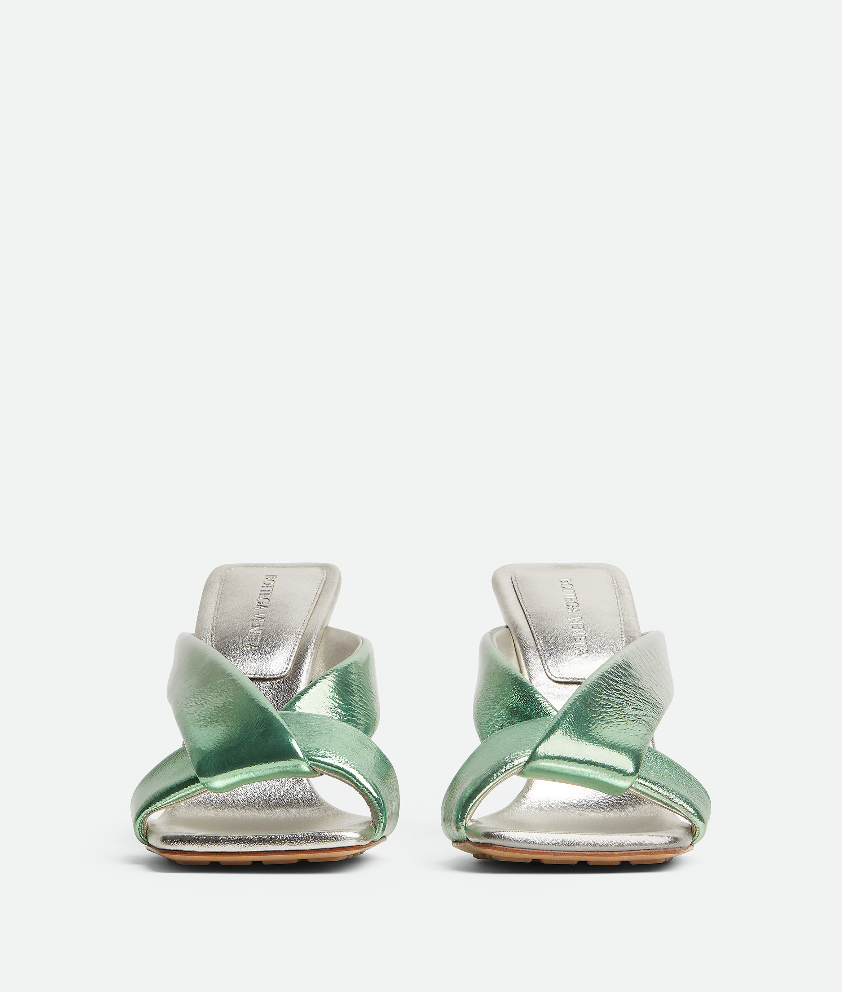 Bottega Veneta Mule Sandal In Silver/fresh Mint