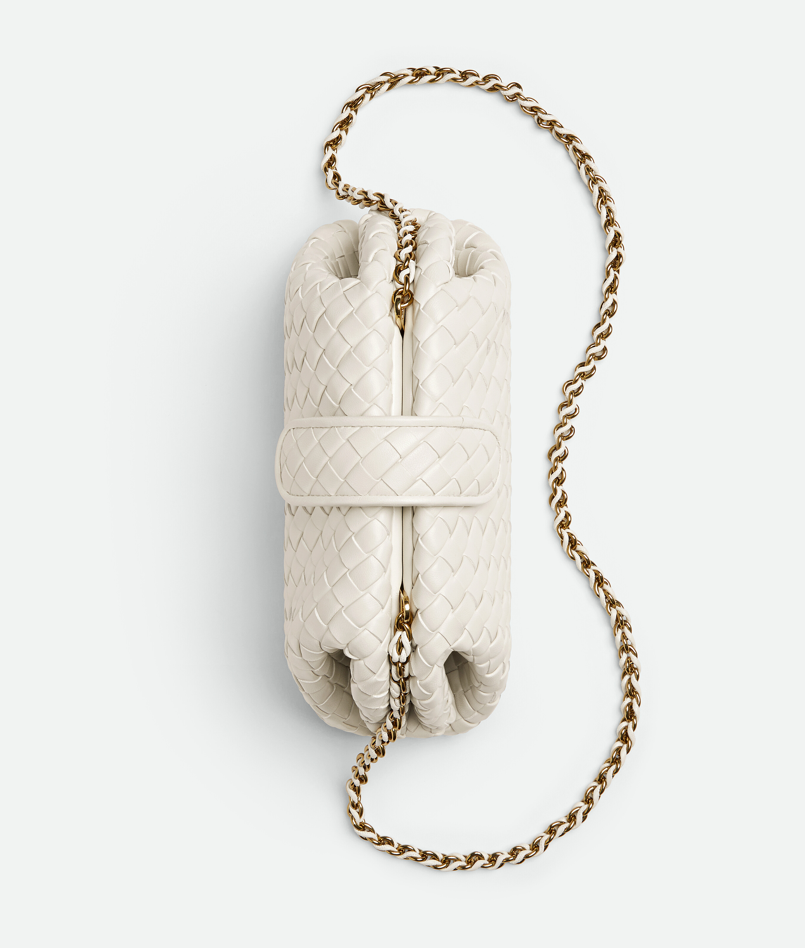 Bottega Veneta Lauren 1980 Mini Clutch Bag With Chain Strap In Chalk