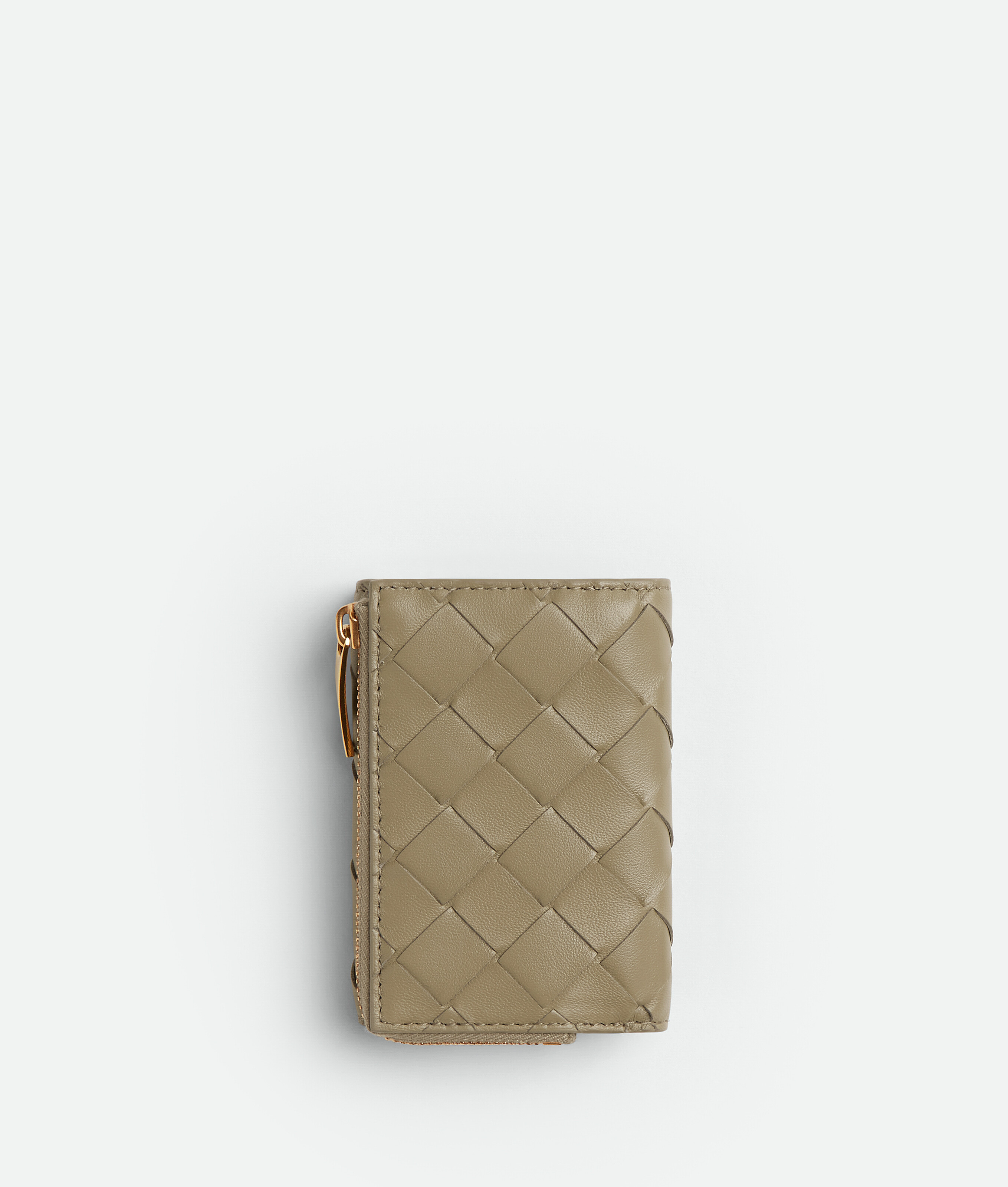 Shop Bottega Veneta Small Intrecciato Tri-fold Zip Wallet In Brown