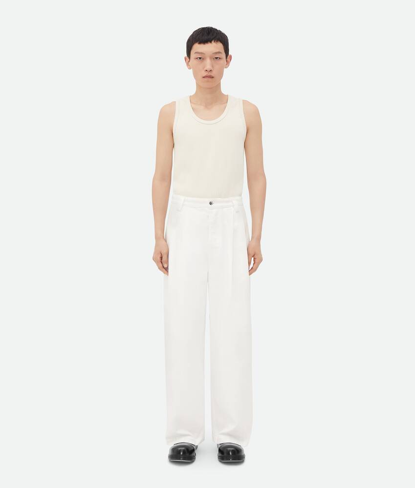 Display a large version of the product image 1 - White Pleated Denim Trousers