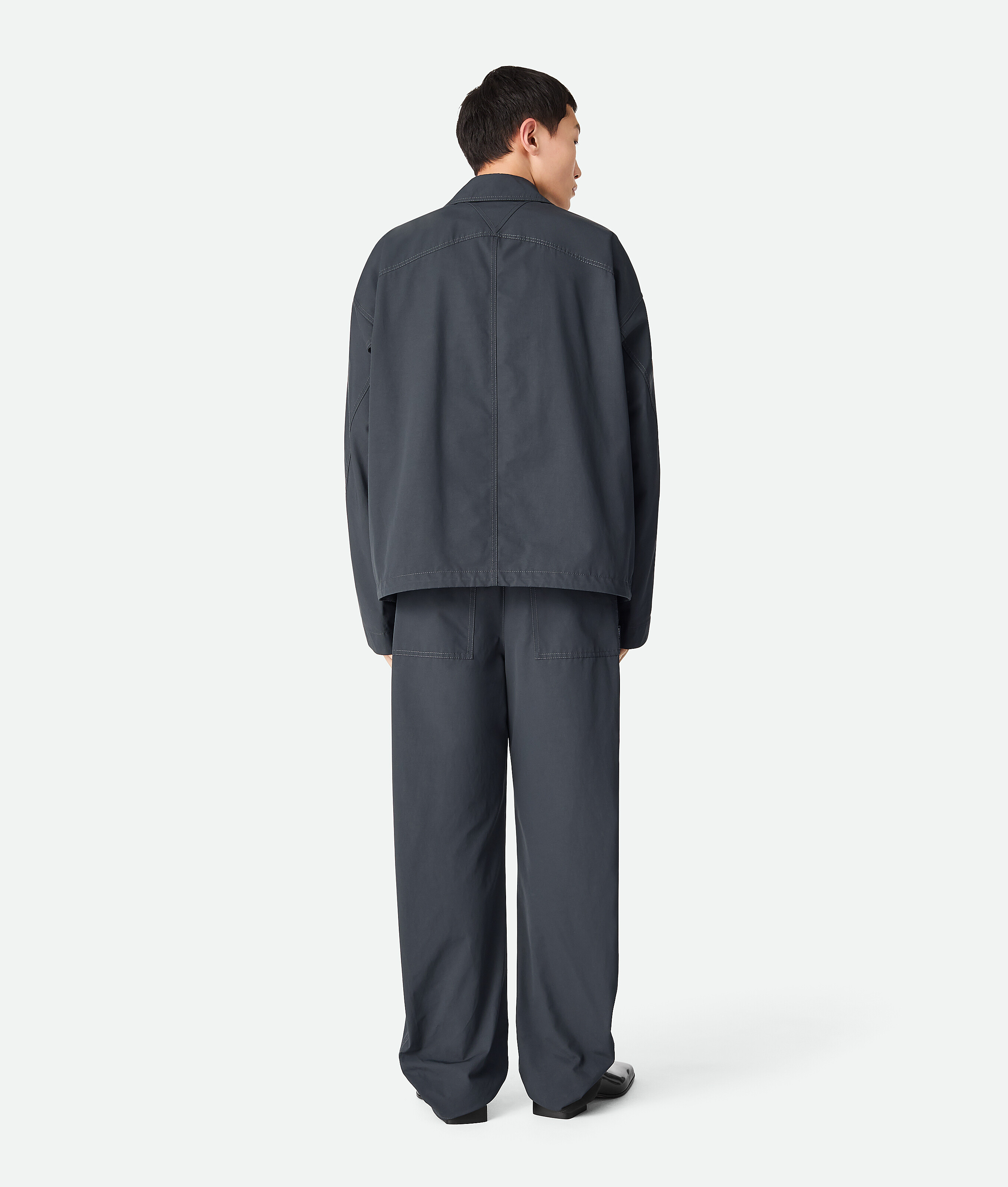 Bottega Veneta Coated Cotton Trousers With Resin Finish In Vulcano